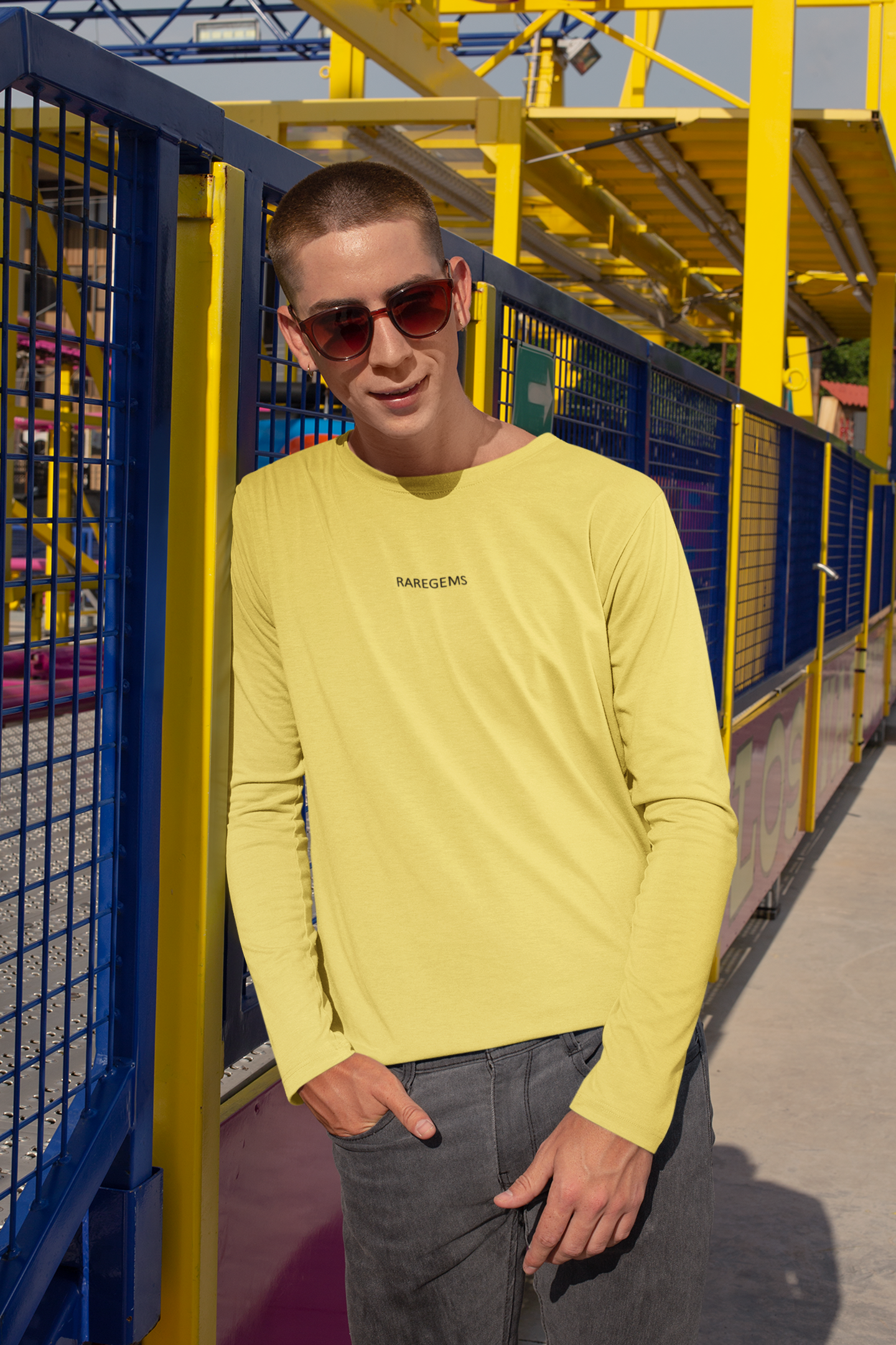 Yellow Green Full Sleeves Basic T-Shirt