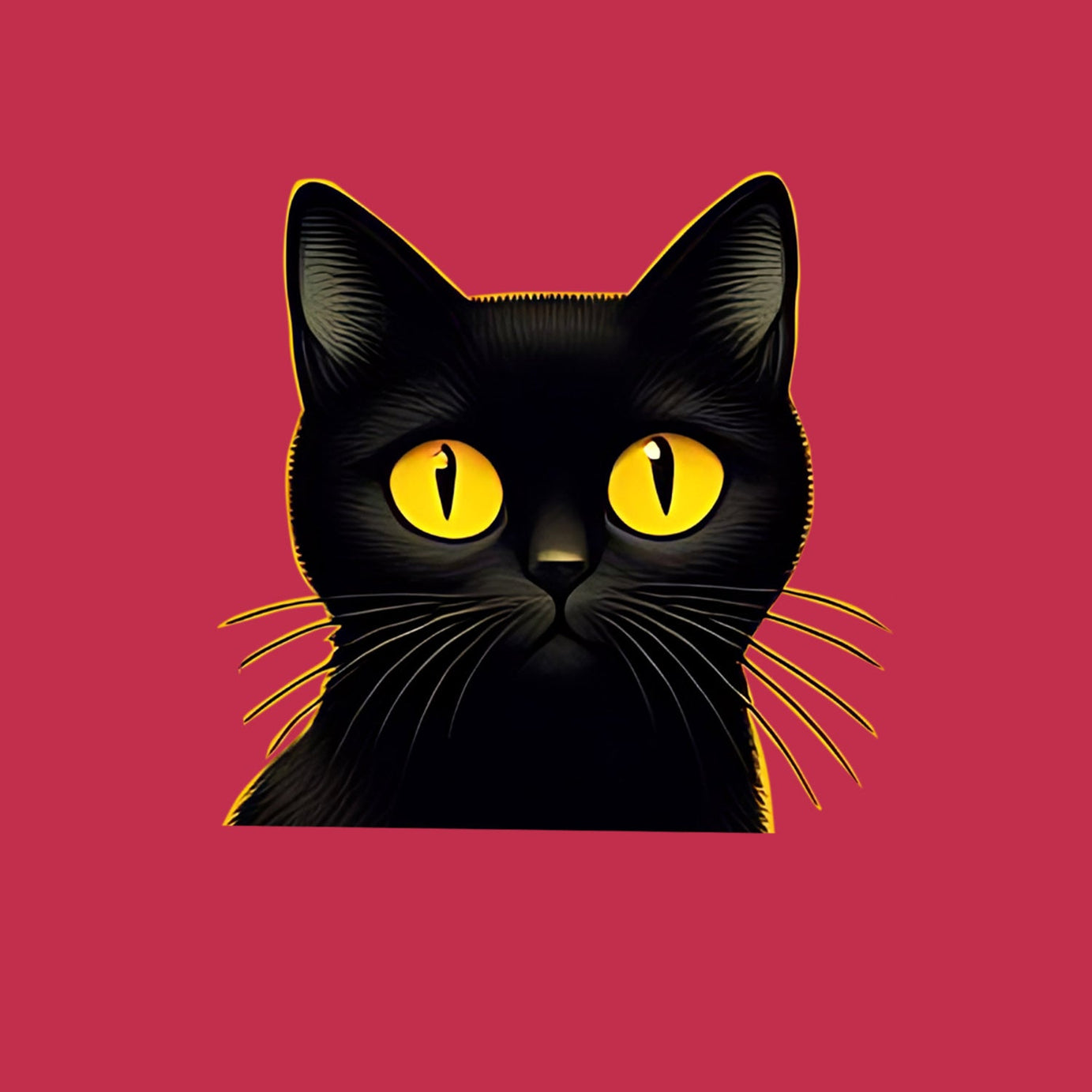 Imperial Red Half Sleeves Black Cats Printed Oversized T-Shirt