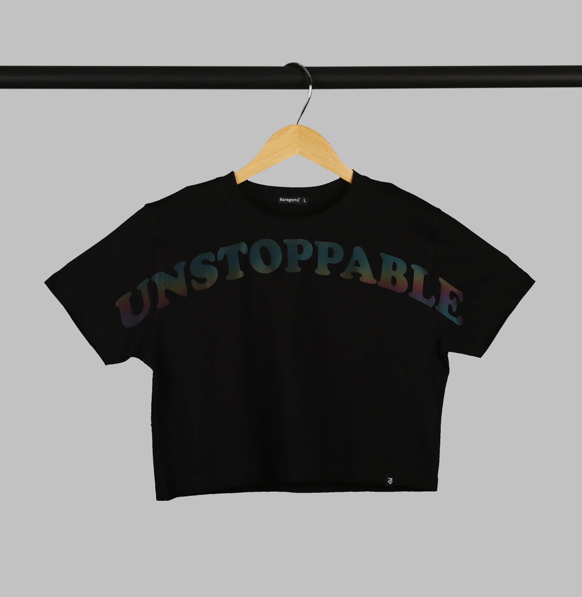 Half Sleeve Multi Colored Unstoppable Printed Women's Regular Crop Top