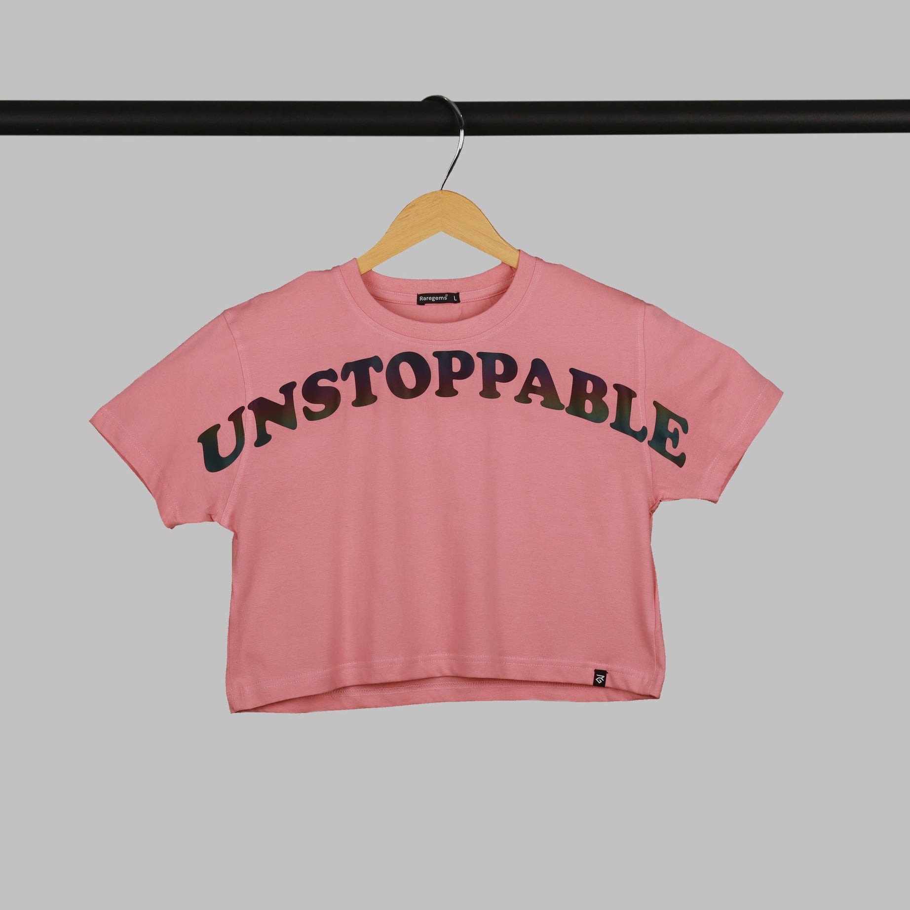 Half Sleeve Multi Colored Unstoppable Printed Women's Regular Crop Top