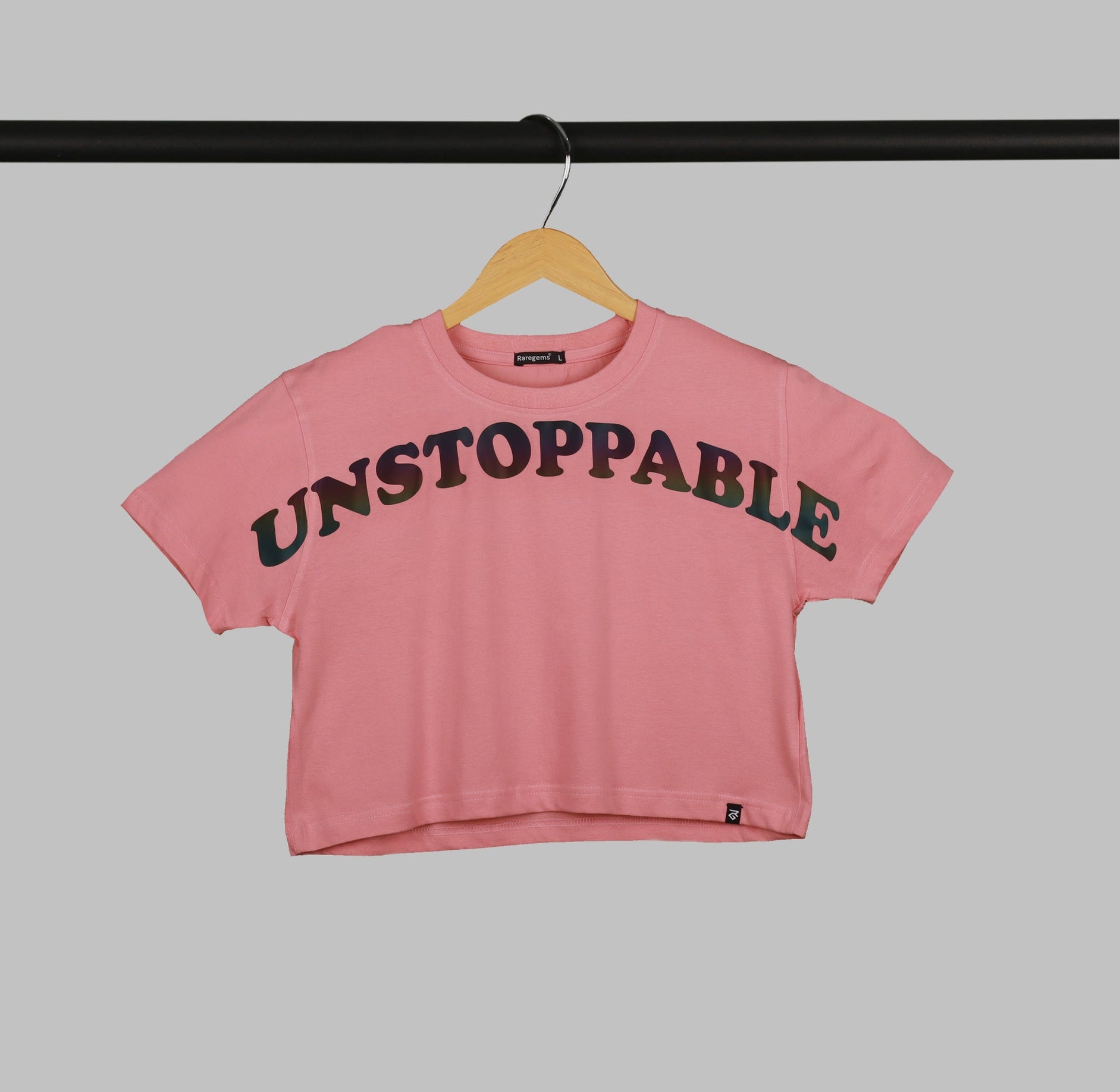 Half Sleeve Multi Colored Unstoppable Printed Women's Regular Crop Top