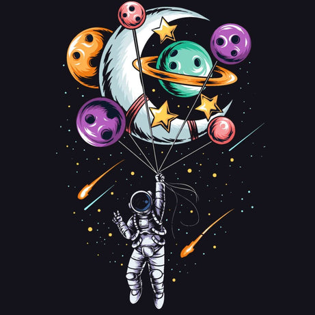 Black Round Neck Full Sleeves Astronaut Hanging On The Moon Printed T-Shirt