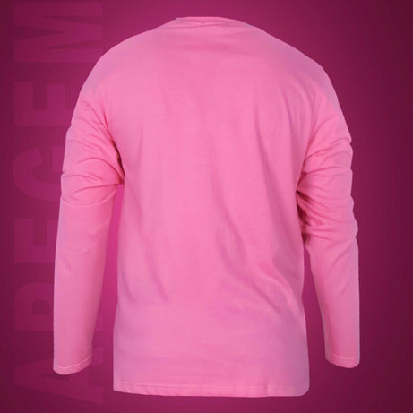 Pink Round Neck Full Sleeves Never Give Up Printed T-Shirt
