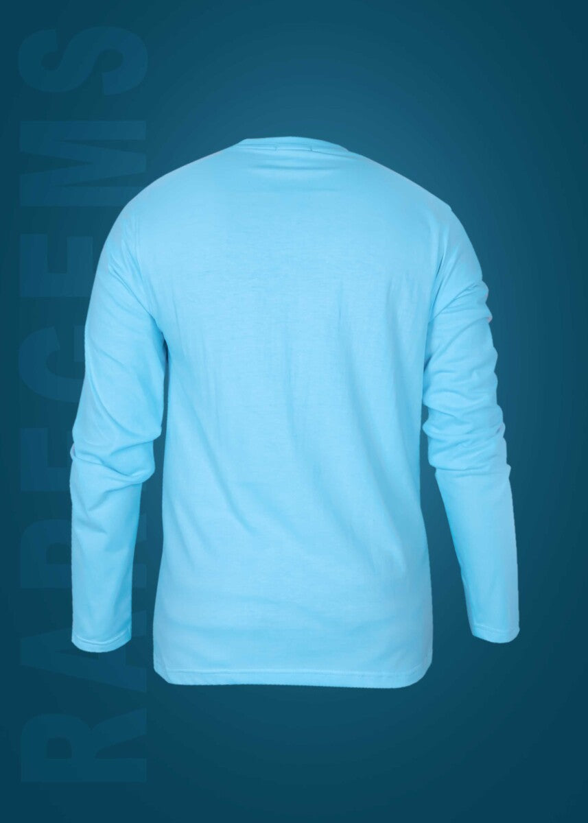 Blue Round Neck Full Sleeves Sugar Daddy Teddy Printed T-Shirt