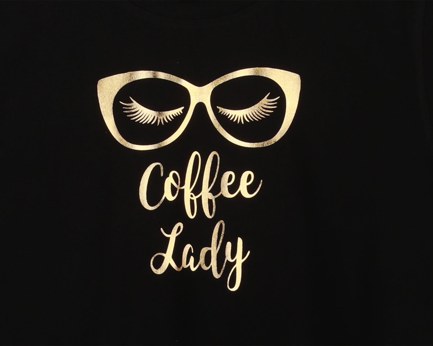 Black Half Sleeve Golden Coffee Lady Printed Women's Regular Crop Top