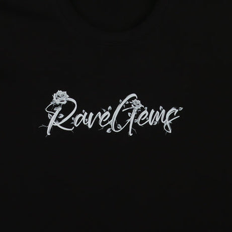 Black Round Neck Half Sleeve Sword With White Rose Back Printed Regular T-Shirt
