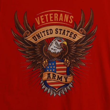 Red Half Sleeves Round Neck United States Army Printed Regular T-Shirt