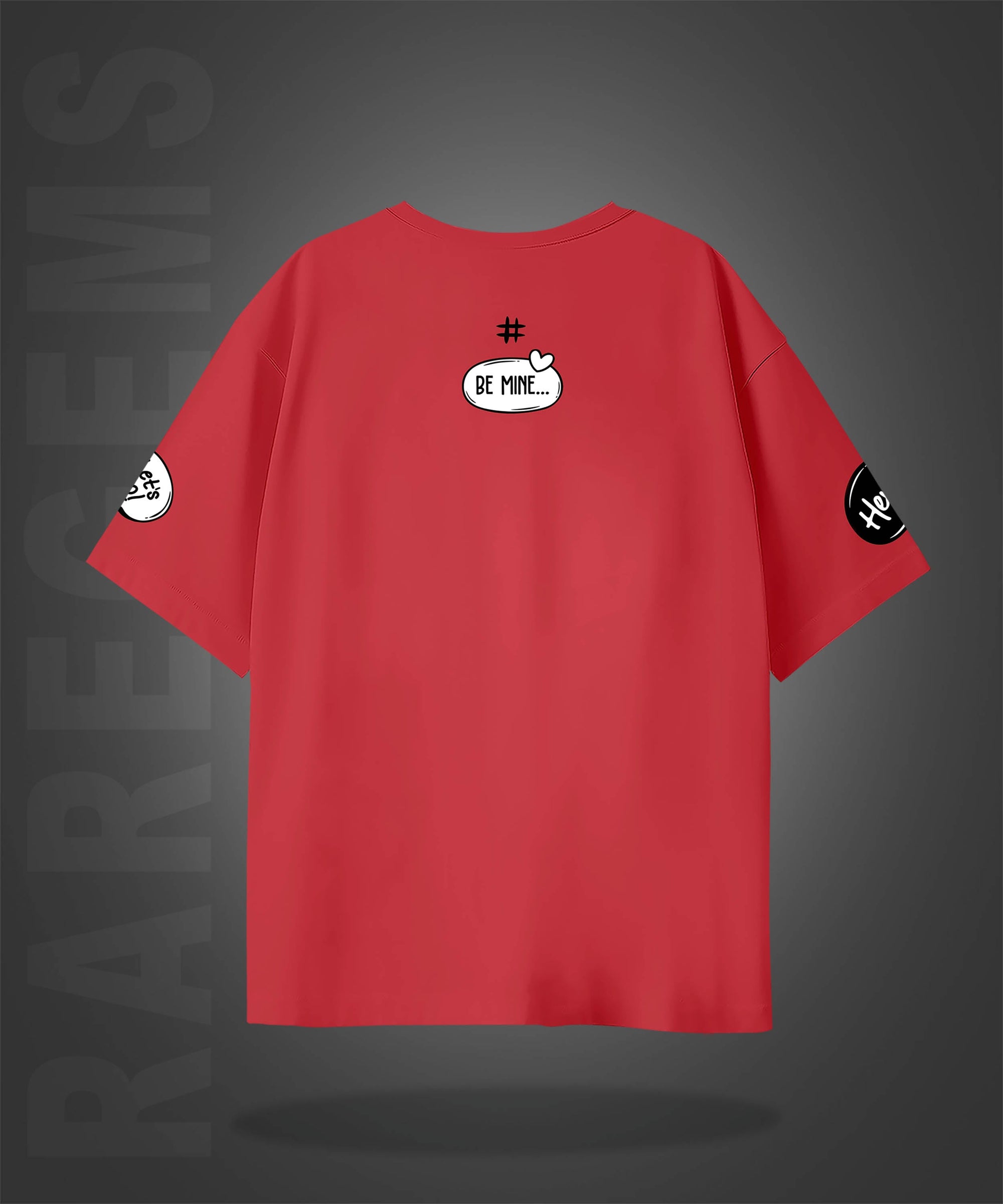Imperial Red Half Sleeves Social Media Slangs Printed Oversized T-Shirt