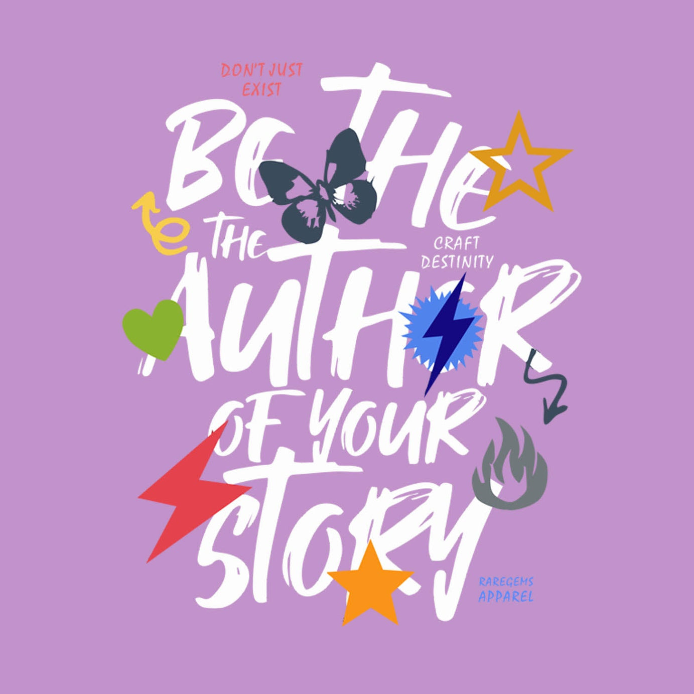 Lilac Half Sleeves Black Be The Author Of Your Own Story Printed Oversized T-Shirt