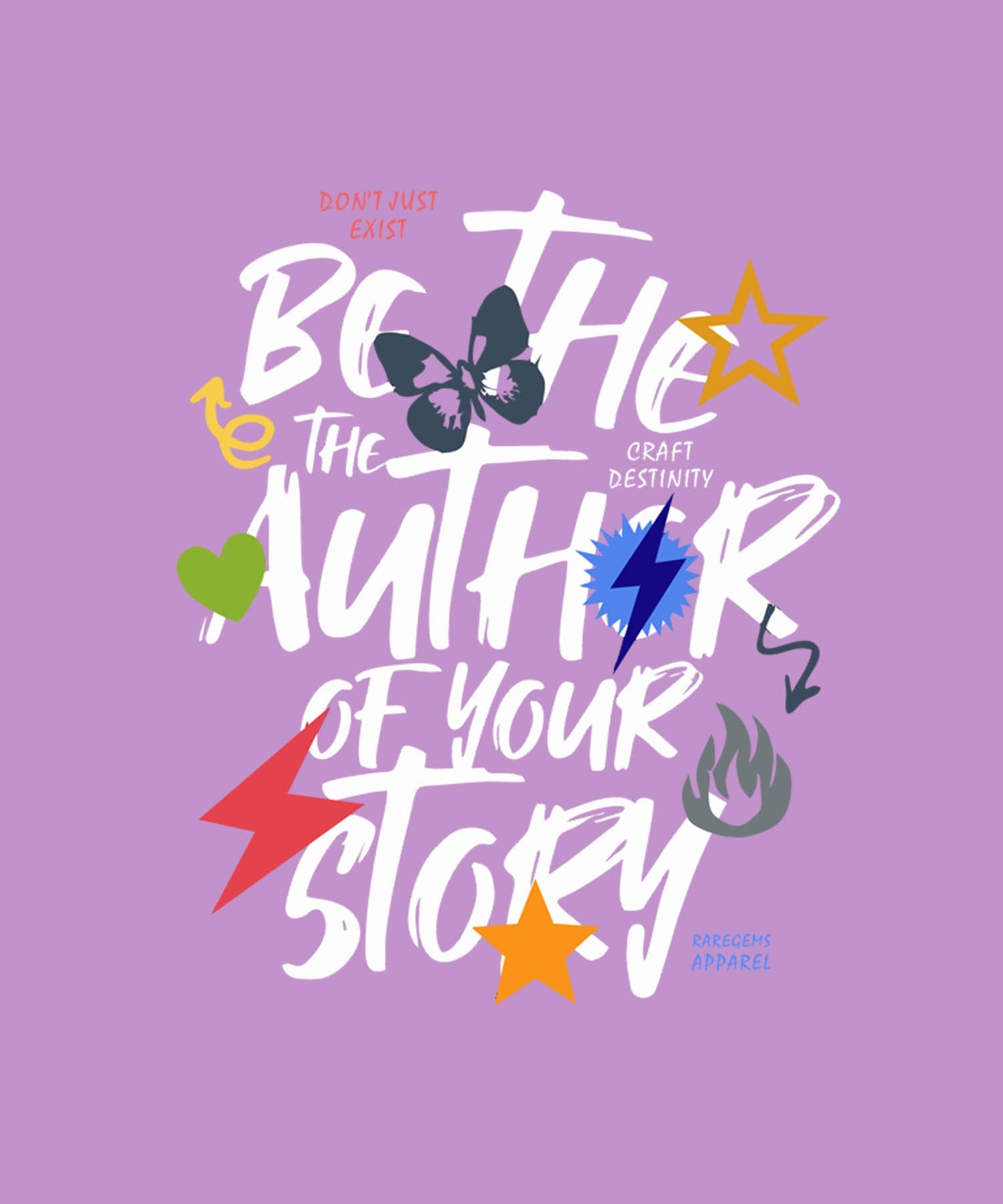 Lilac Half Sleeves Black Be The Author Of Your Own Story Printed Oversized T-Shirt
