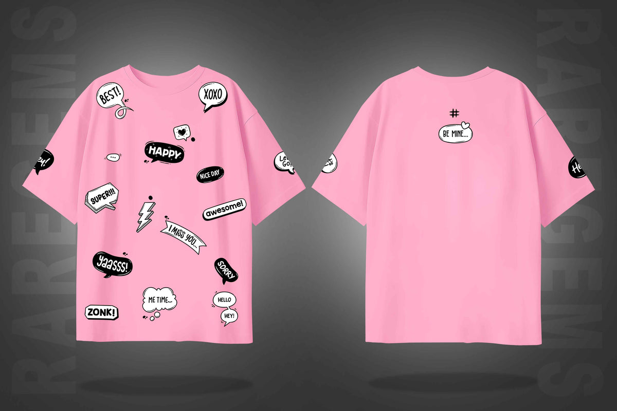 Pink Social Media Slangs Printed Co-Ord Set