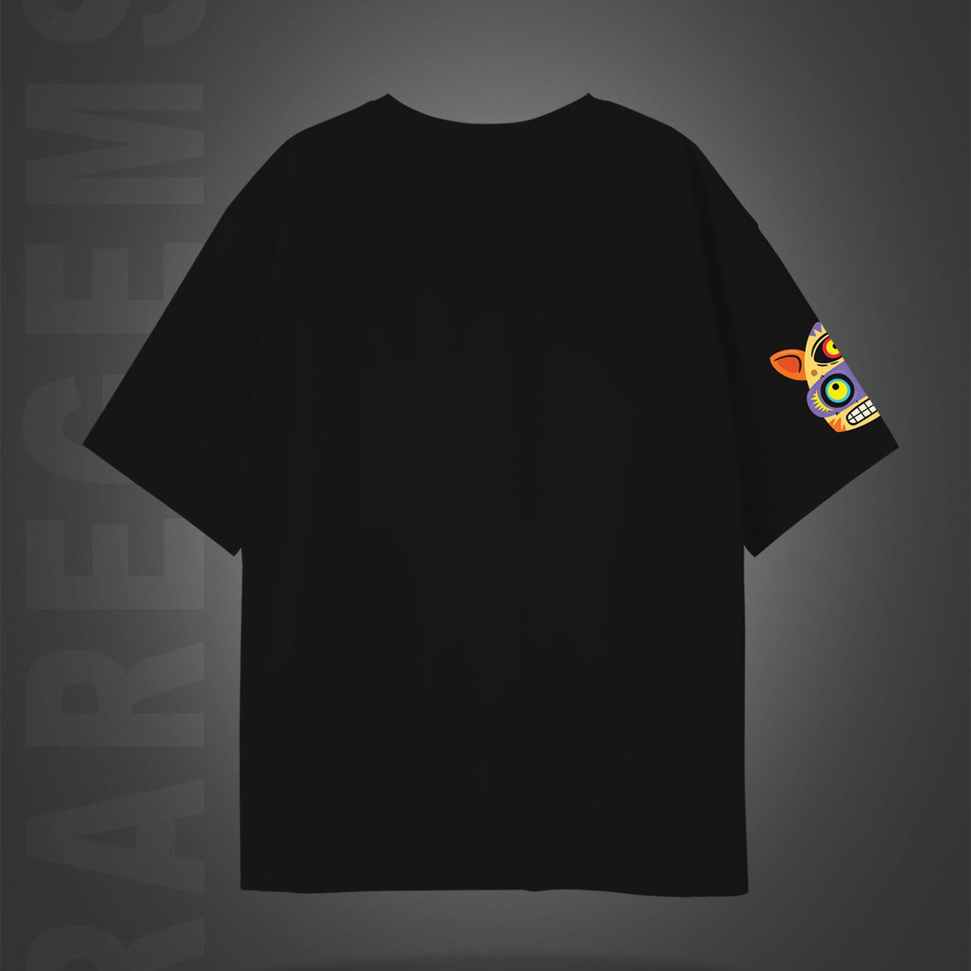 Black Half Sleeves Monster Faces No Bad Days Printed Oversized T-Shirt