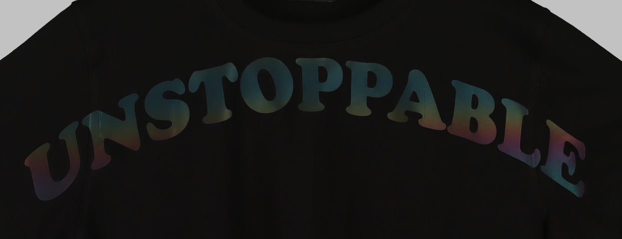 Half Sleeve Multi Colored Unstoppable Printed Women's Regular Crop Top