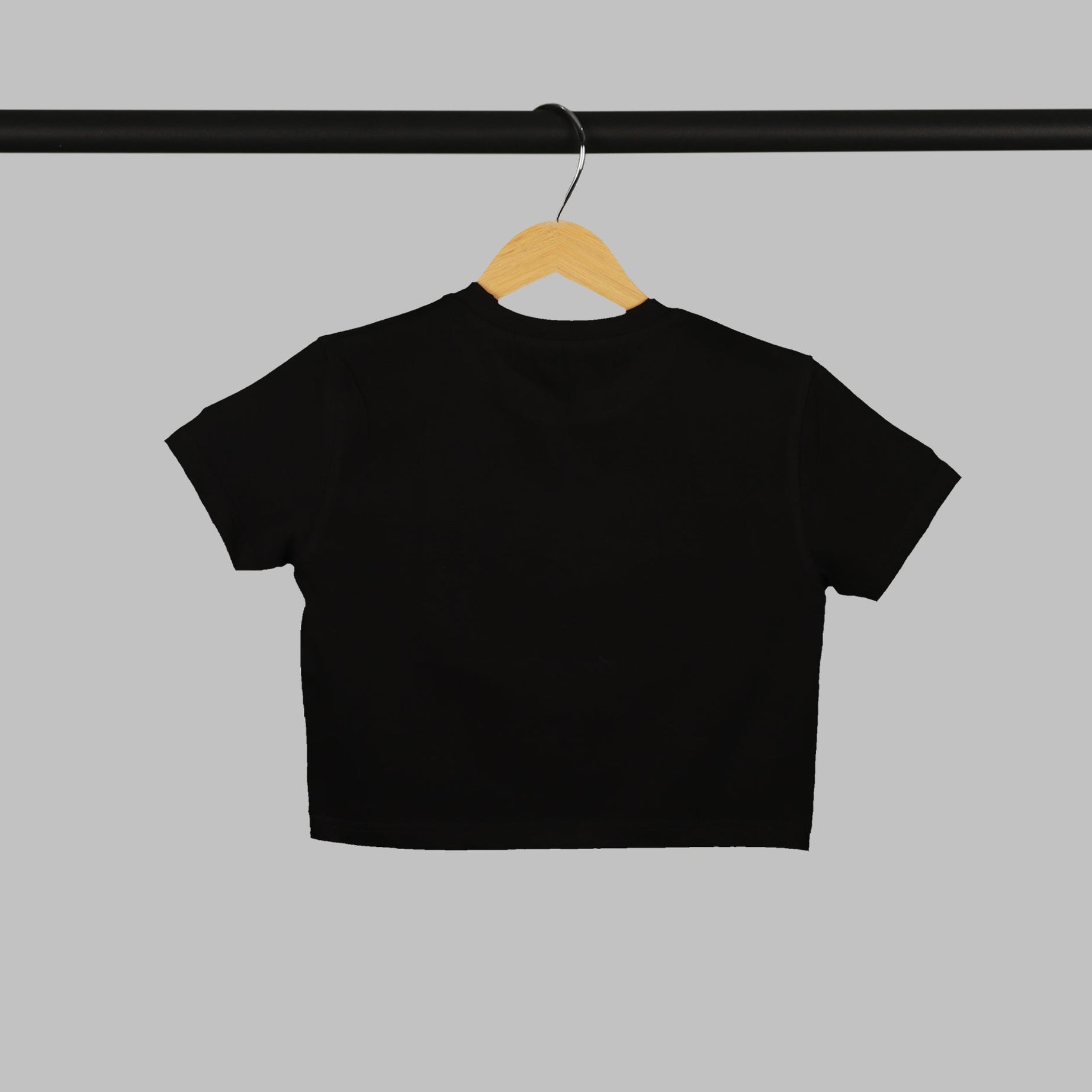 Black Half Sleeve Girl With Love Board Printed Women's Regular Crop Top