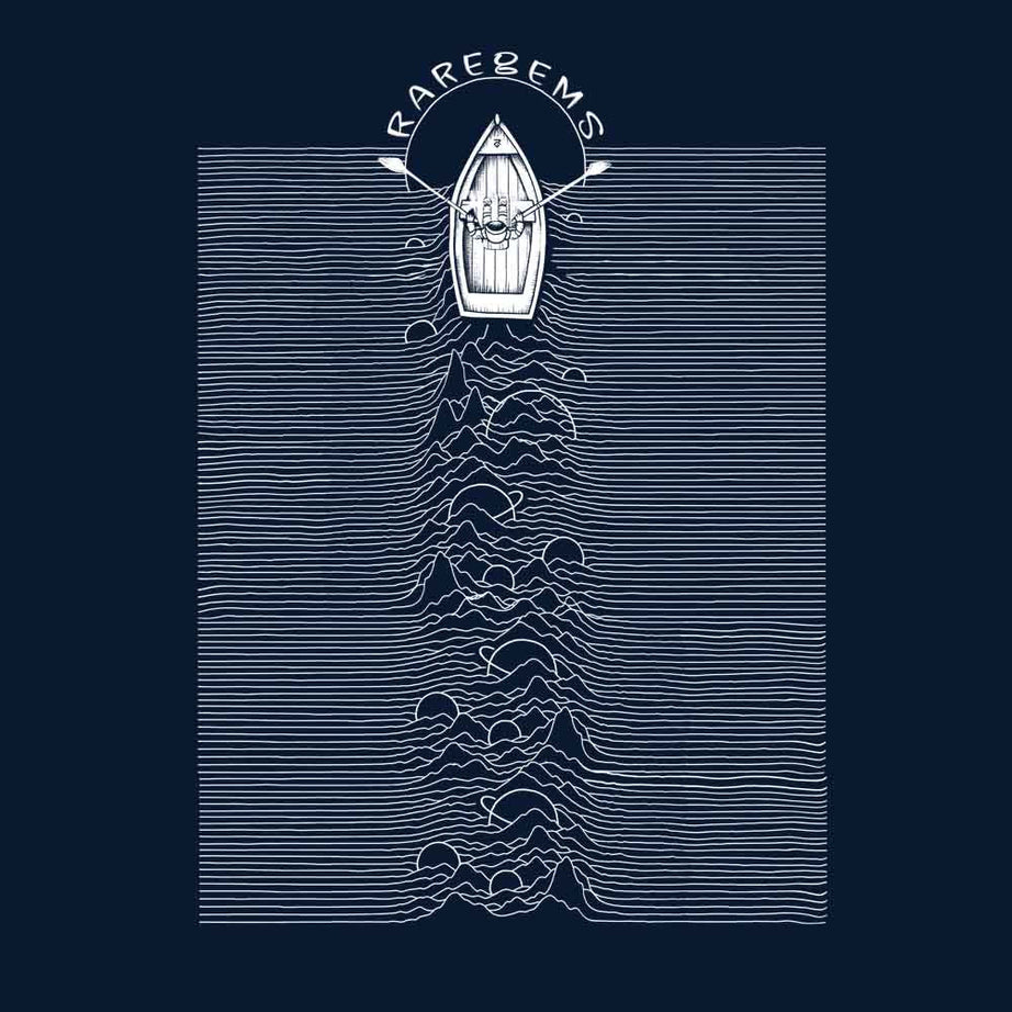 Navy Blue Half Sleeves Round Neck Boat On Silent Seas Printed Oversized T-Shirt