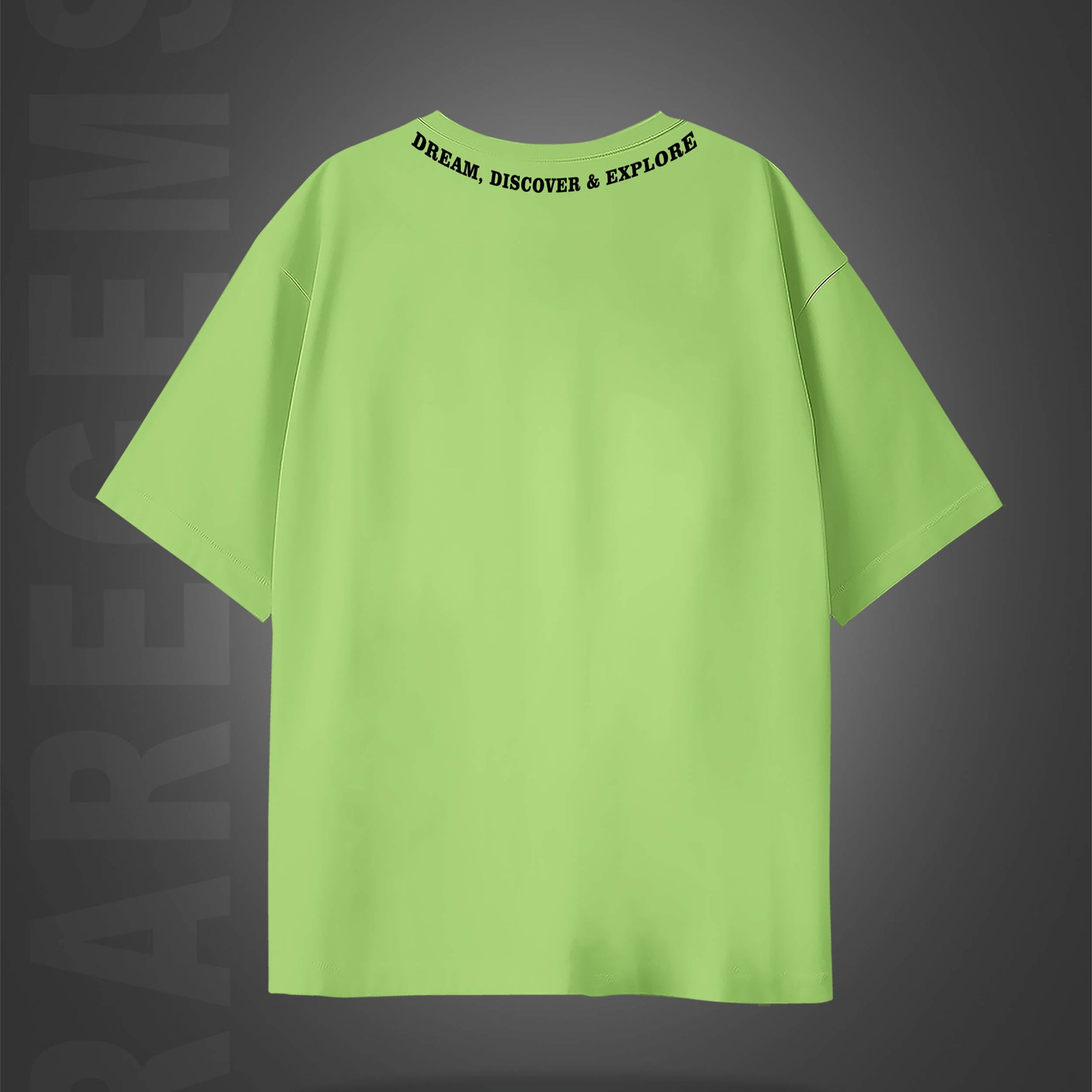 Lime Green Half Sleeves Dream Discover Explore Rio De Janeiro Printed Oversized T-Shirt