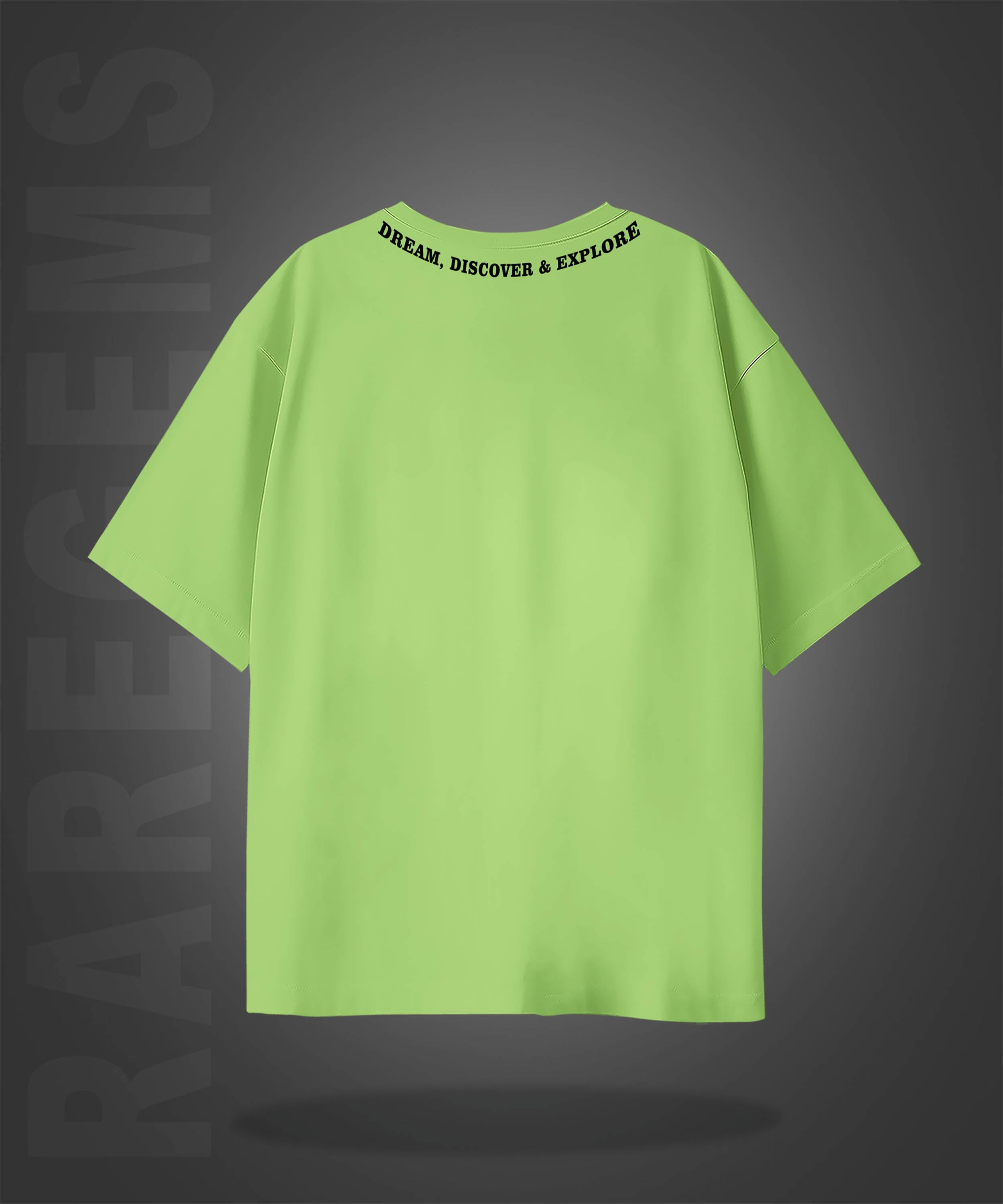 Lime Green Half Sleeves Dream Discover Explore Rio De Janeiro Printed Oversized T-Shirt