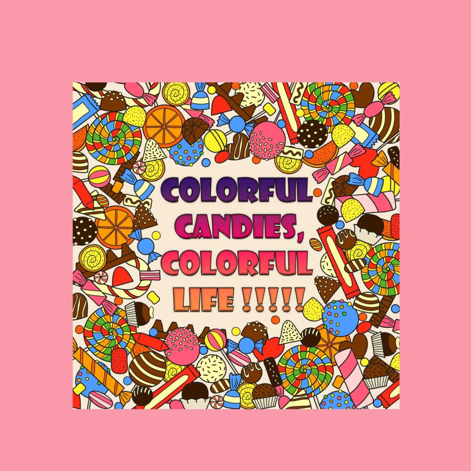 Peach Round Neck Half Sleeves Colorful Candies Print Crop Top