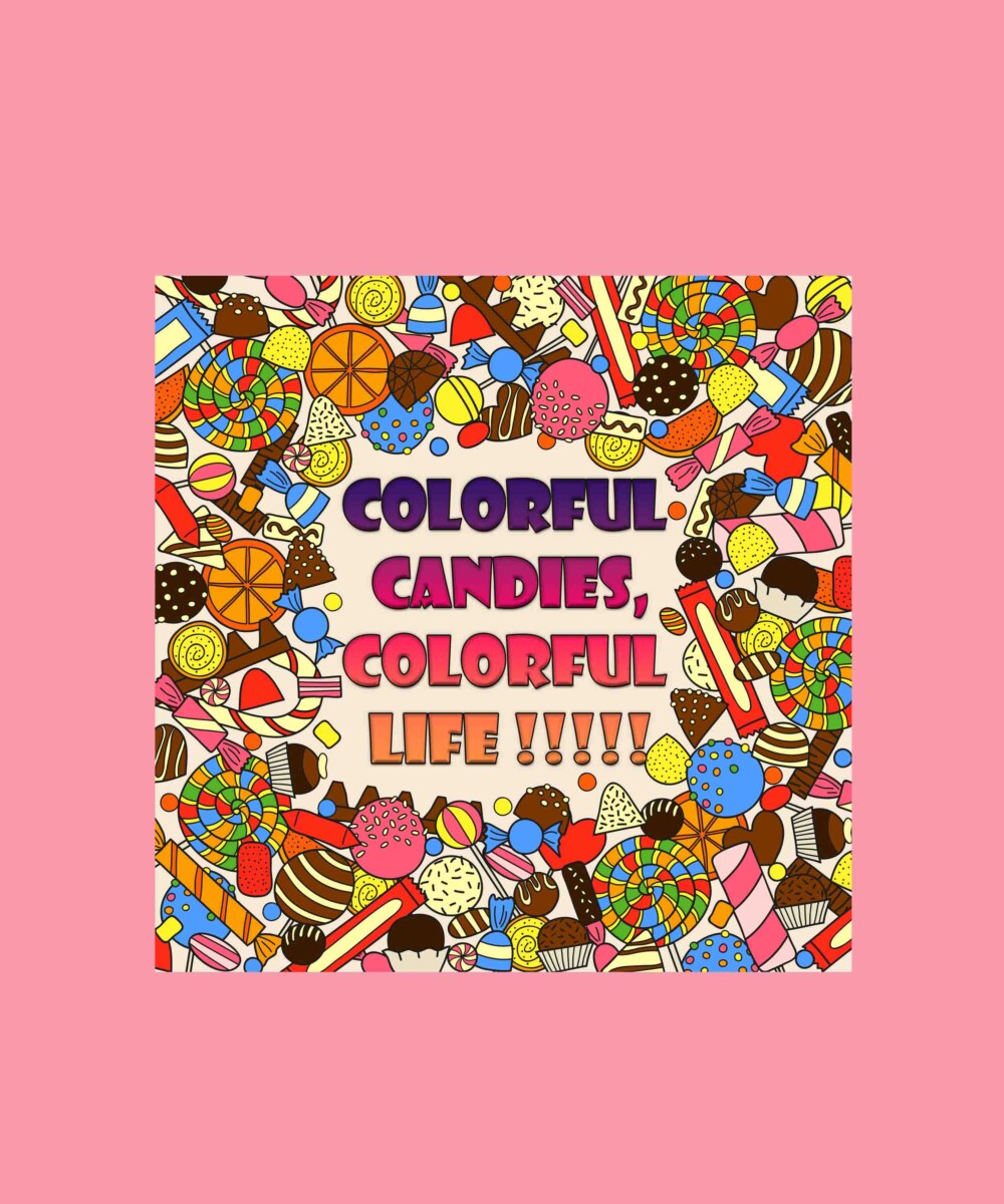 Peach Round Neck Half Sleeves Colorful Candies Print Crop Top