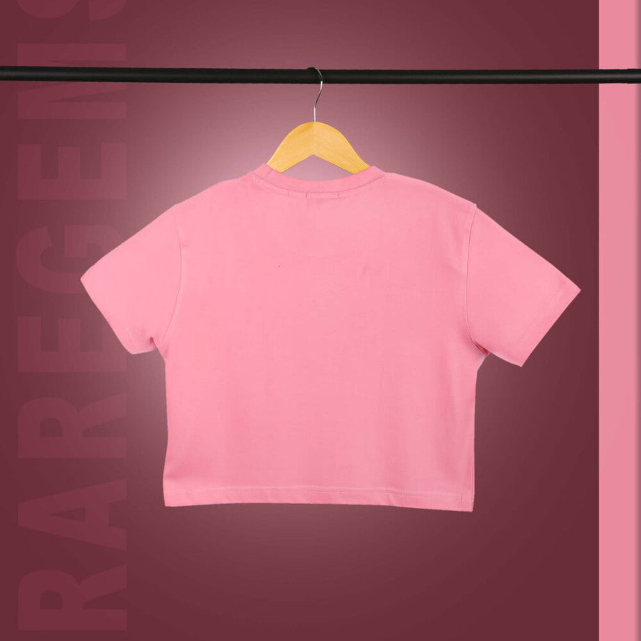 Peach Half Sleeve Be Yourself Printed Women's Regular Crop Top