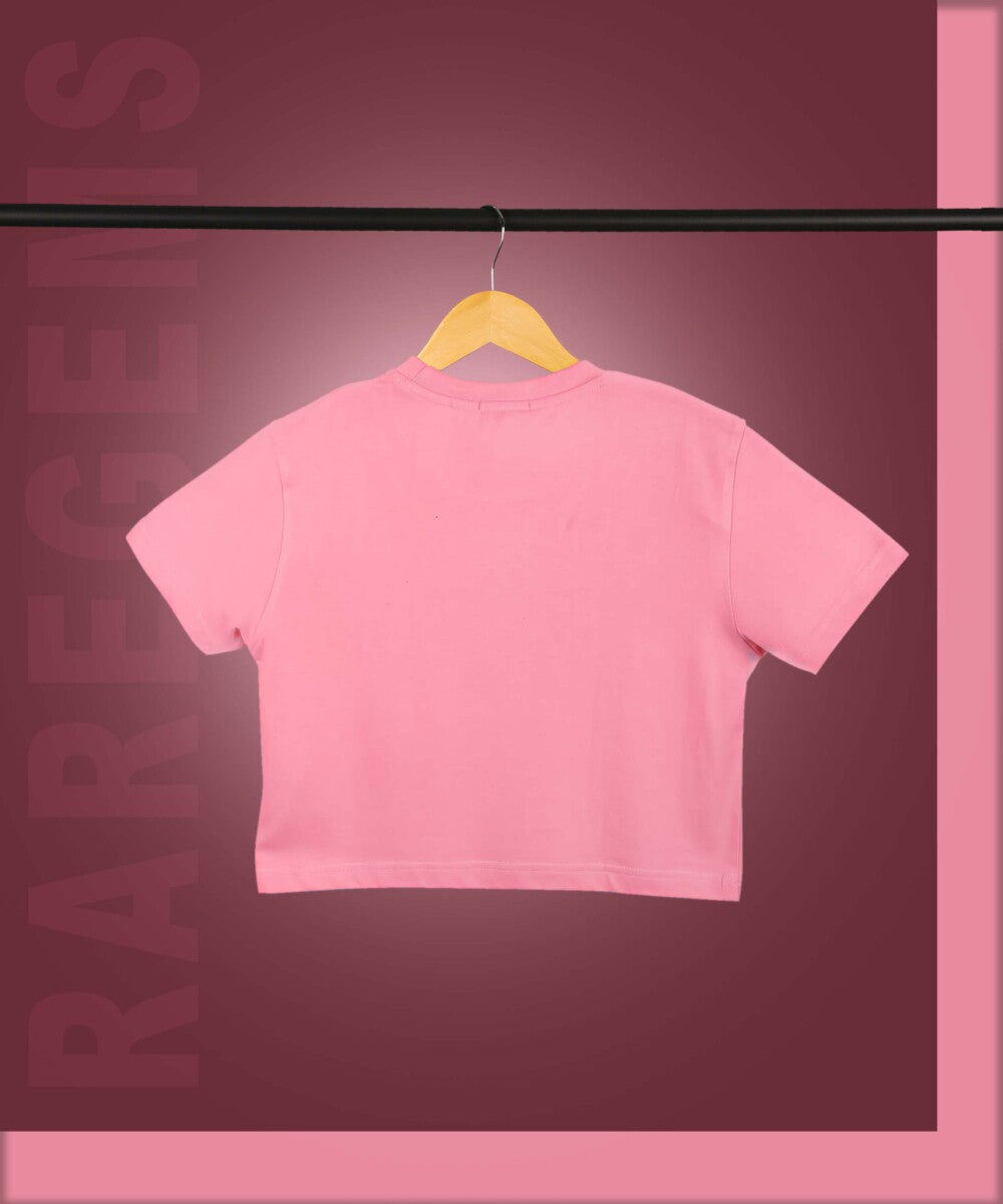 Peach Half Sleeve Be Yourself Printed Women's Regular Crop Top