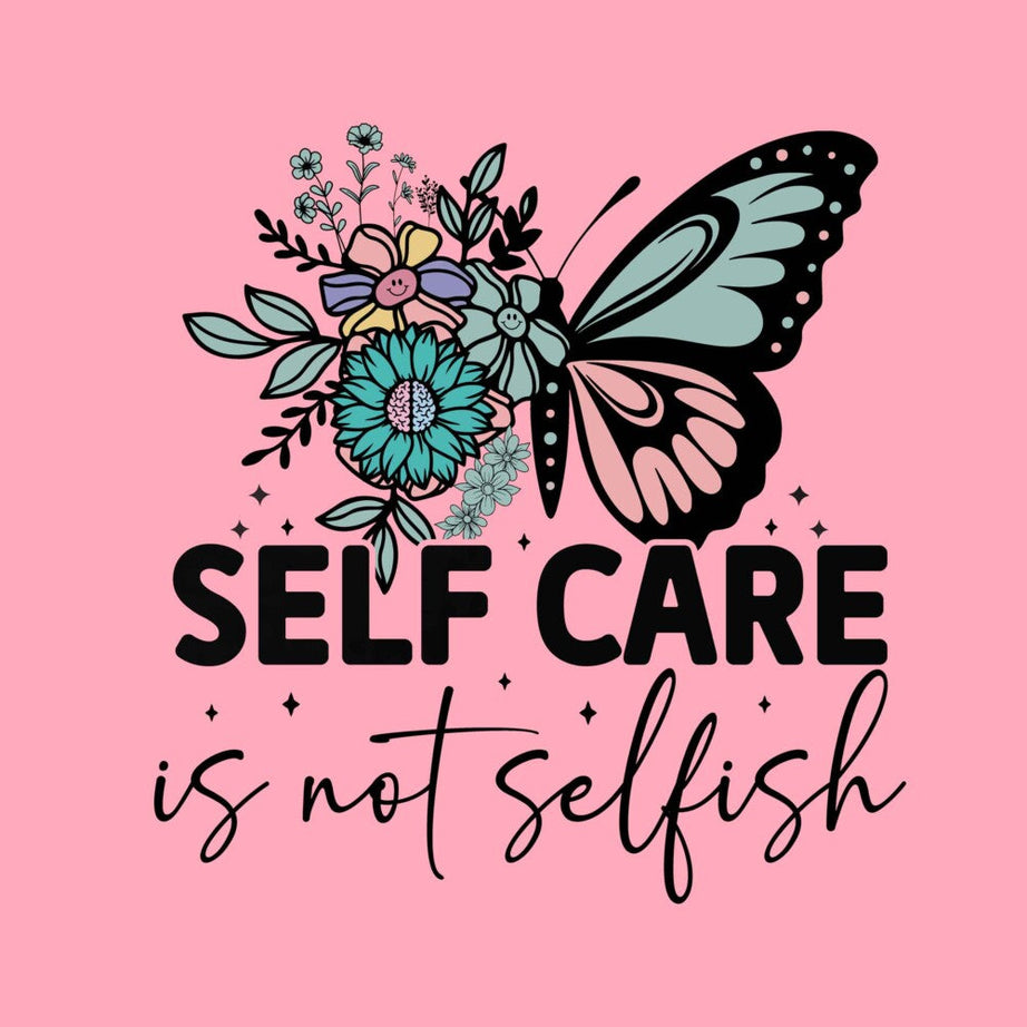 Peach Round Neck Half Sleeves Floral Butterfly With Selfcare Printed Crop Top