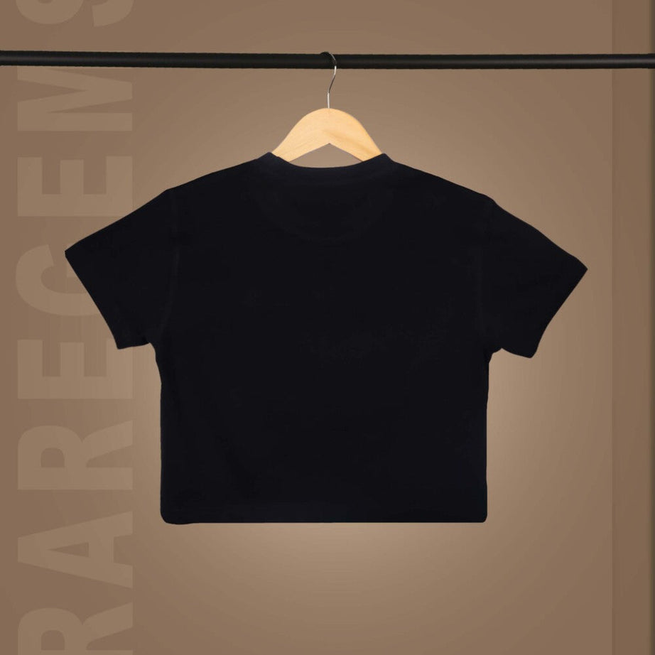 Black Round Neck Half Sleeve City Of Love Paris Printed Crop Top