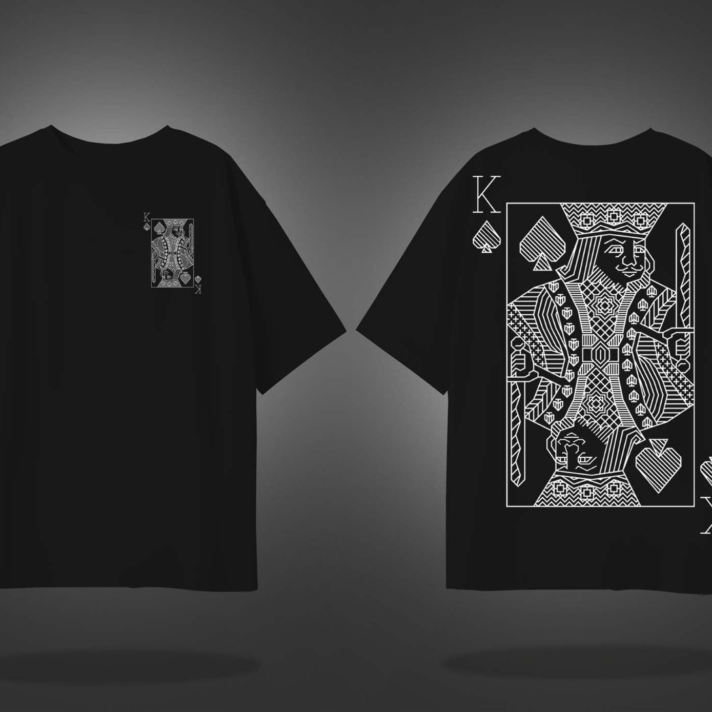 Black Half Sleeves Round Neck King Of Spades Printed Oversized T-Shirt