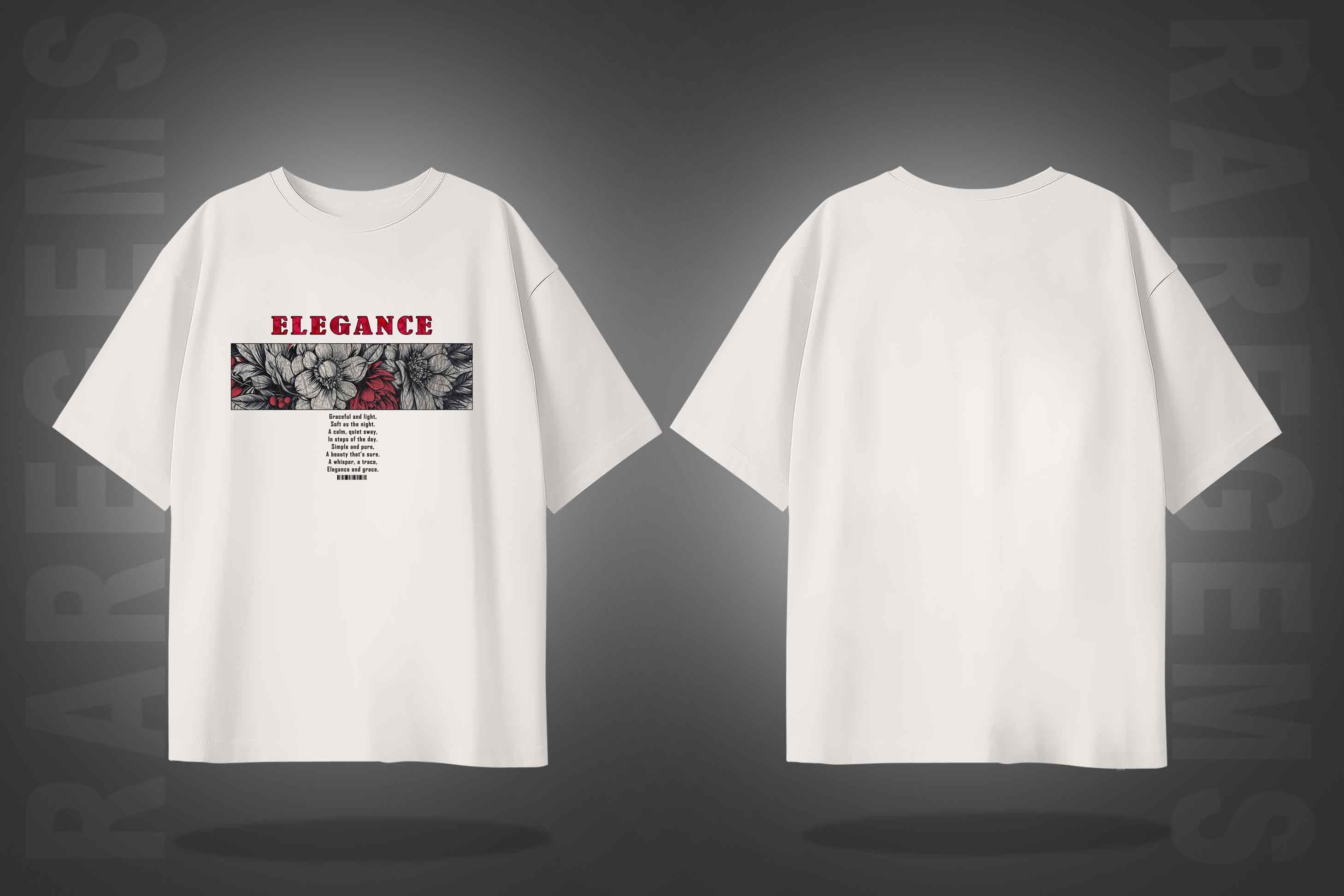 Off White Half Sleeves Floral Elegance Printed Oversized T-Shirt