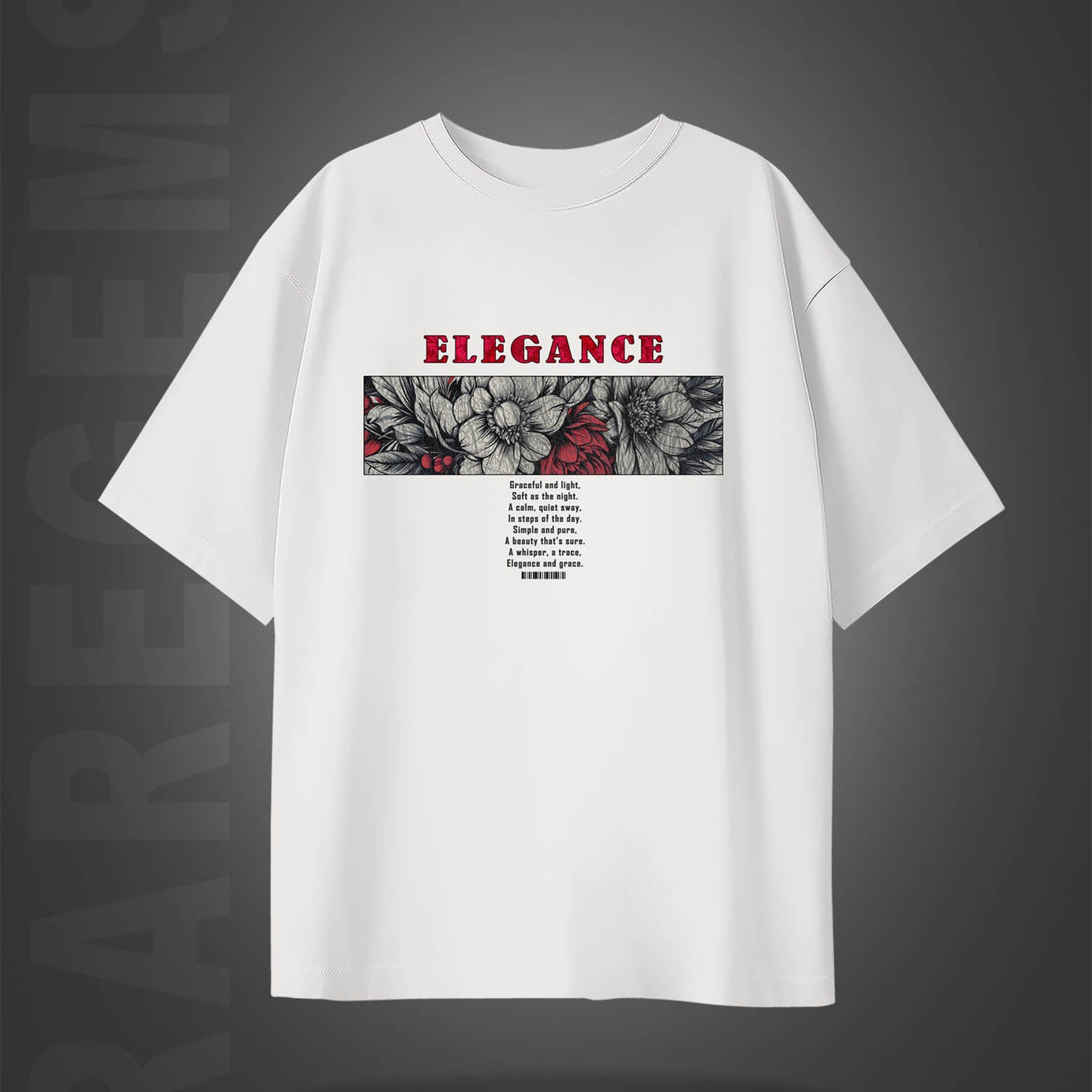 Off White Half Sleeves Floral Elegance Printed Oversized T-Shirt