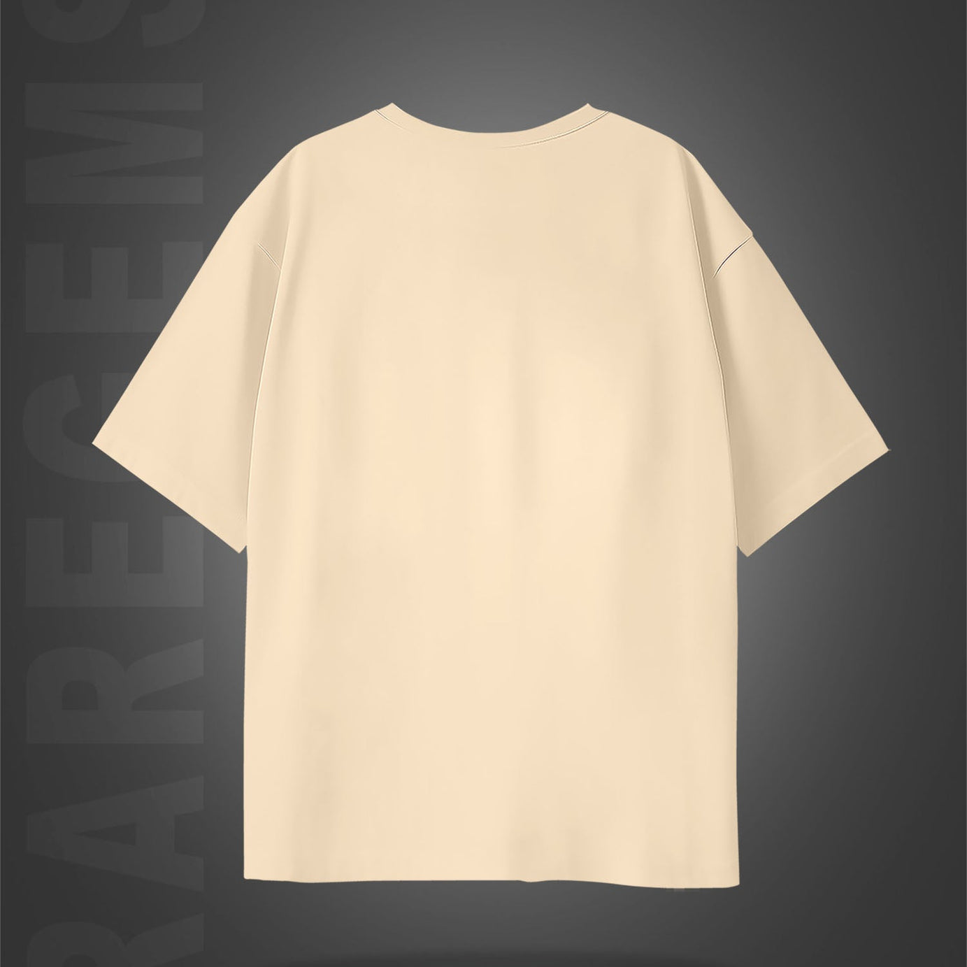 Beige Half Sleeve Round Neck Brown Eagle Embroidered Oversized T-Shirt