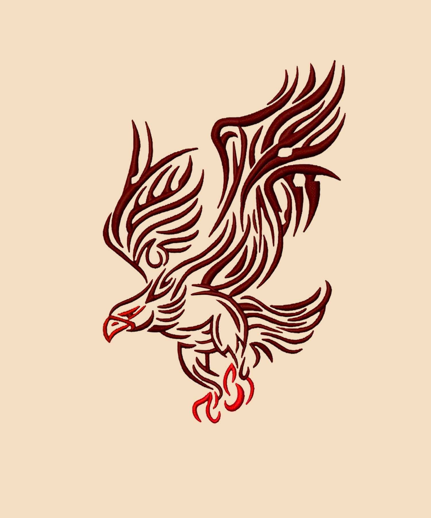 Beige Half Sleeve Round Neck Brown Eagle Embroidered Oversized T-Shirt