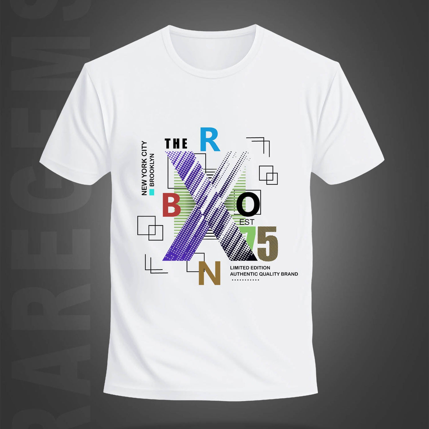 White Round Neck Half Sleeve Brooklyn Printed Regular T-Shirt