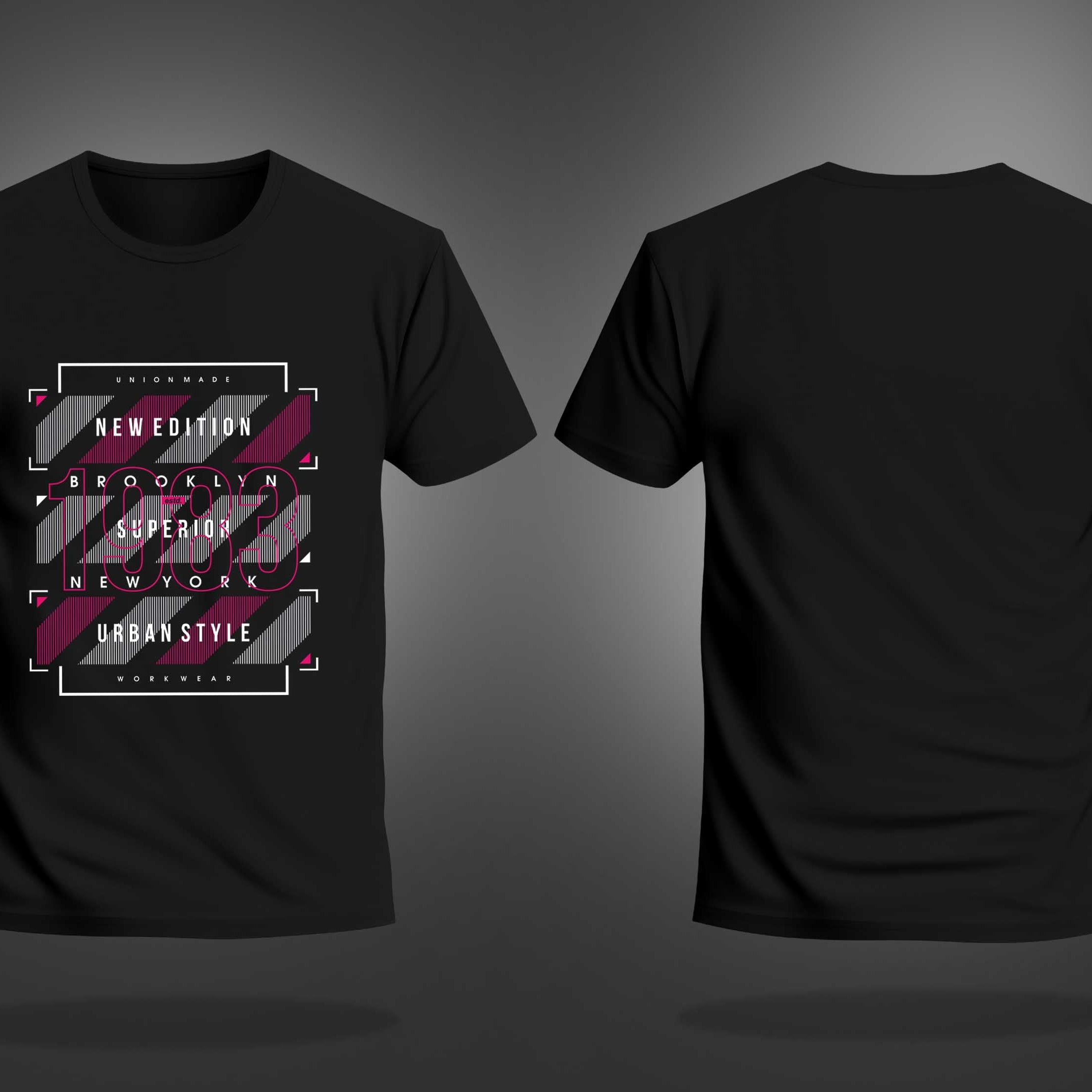 Black Round Neck Half Sleeve Brooklyn New York Printed Regular T-Shirt