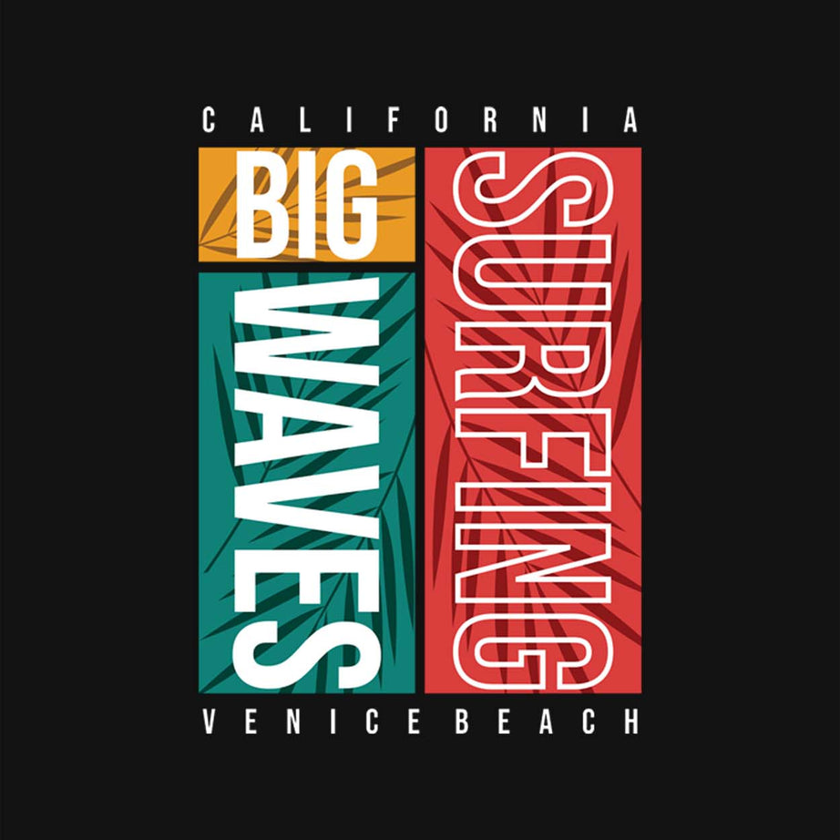 Black Round Neck California Surfing Printed Full Sleeves T-Shirt