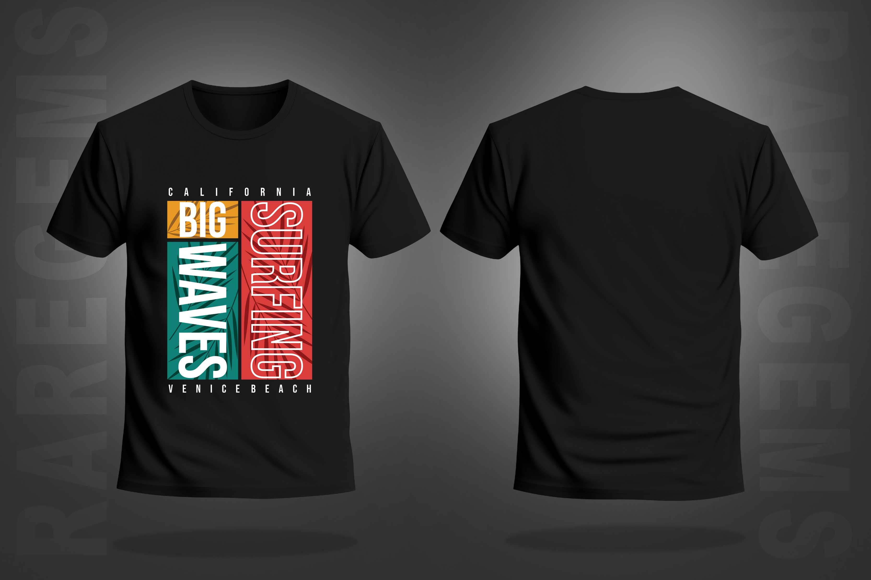 Black Round Neck Half Sleeves California Surfing Printed Regular T-Shirt