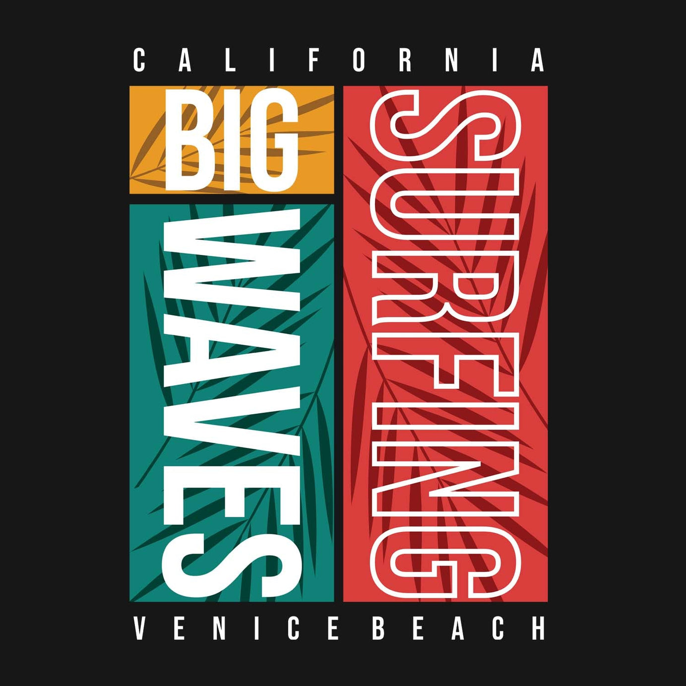 Black Round Neck Half Sleeves California Surfing Printed Regular T-Shirt