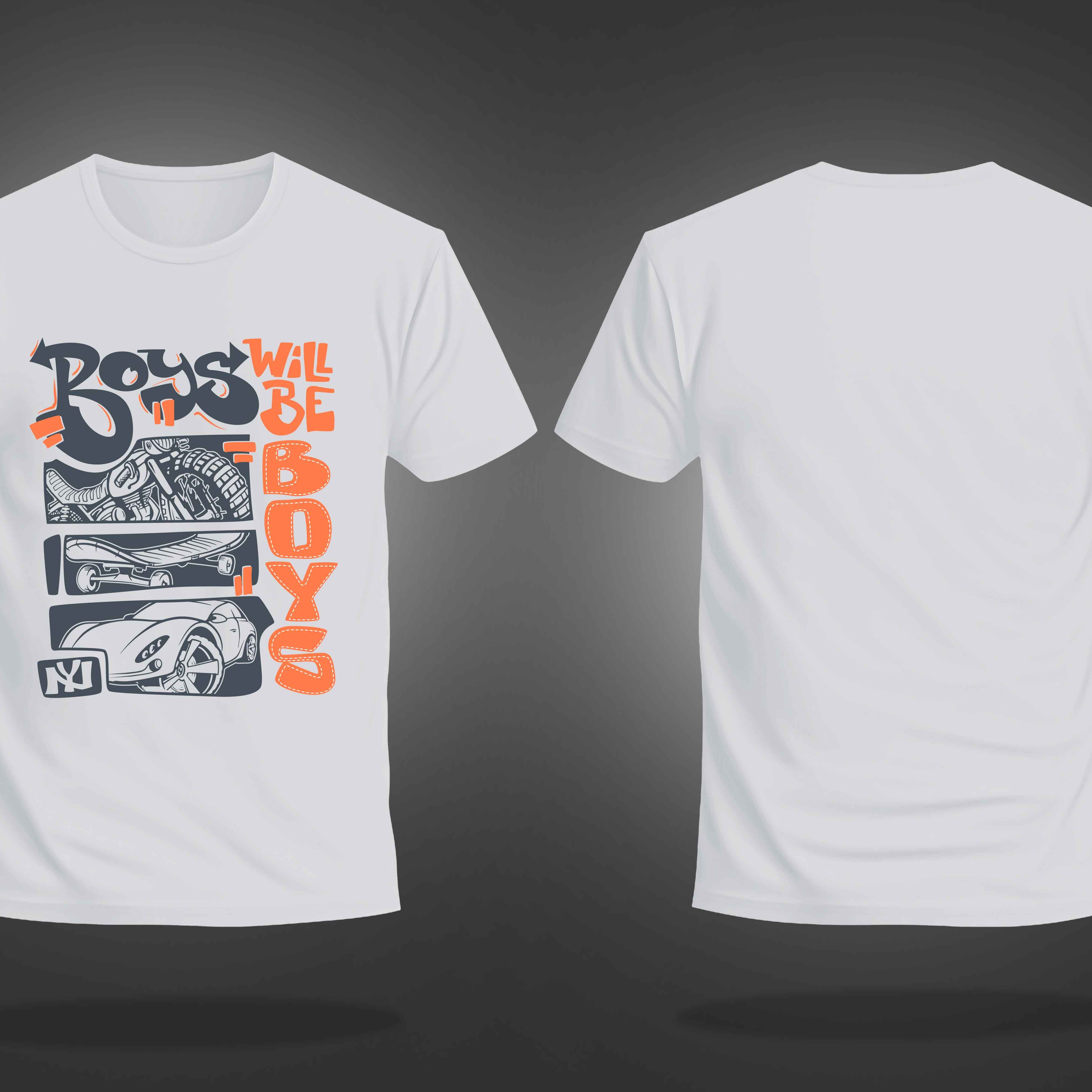 White Round Neck Half Sleeve Boys Will Be Boys Printed Regular T-Shirt