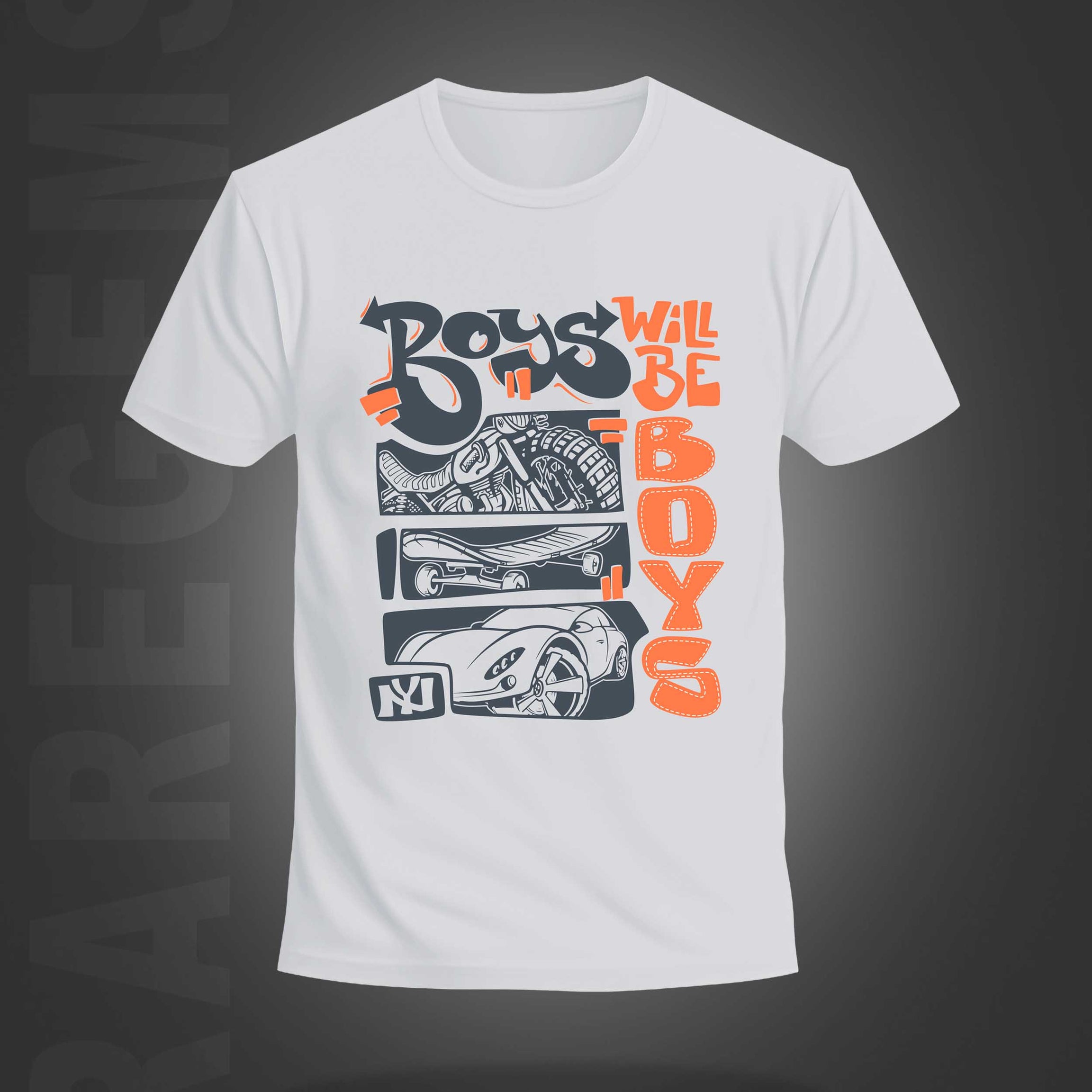 White Round Neck Half Sleeve Boys Will Be Boys Printed Regular T-Shirt