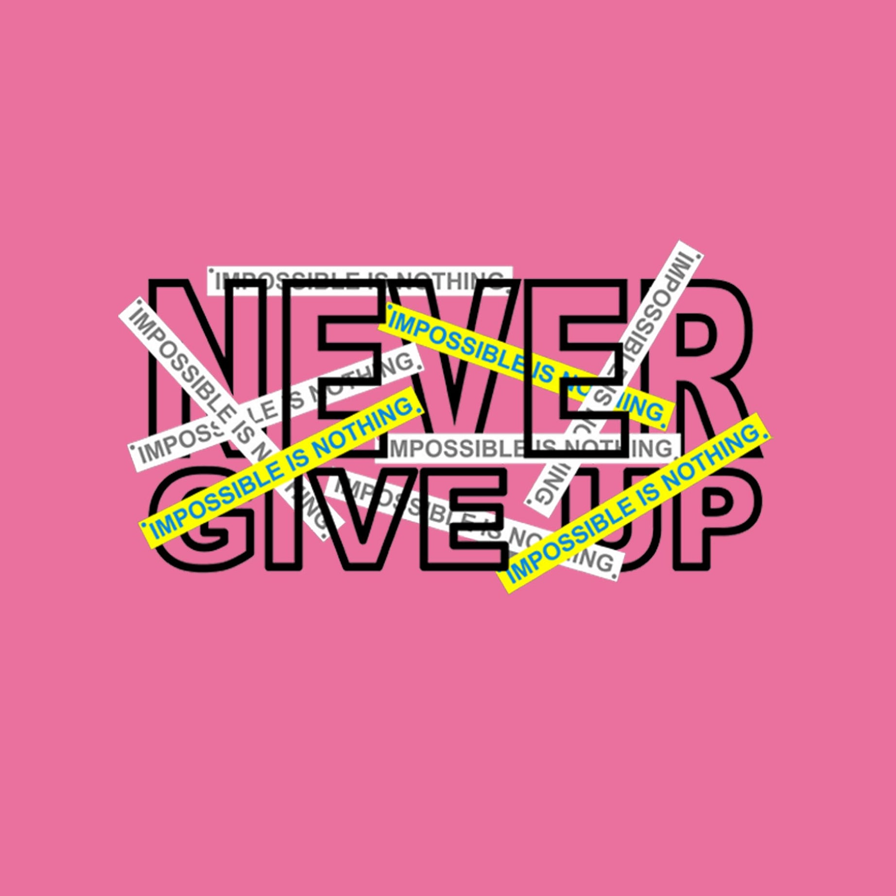 Pink Round Neck Half Sleeve Never Give Up Printed Regular T-Shirt