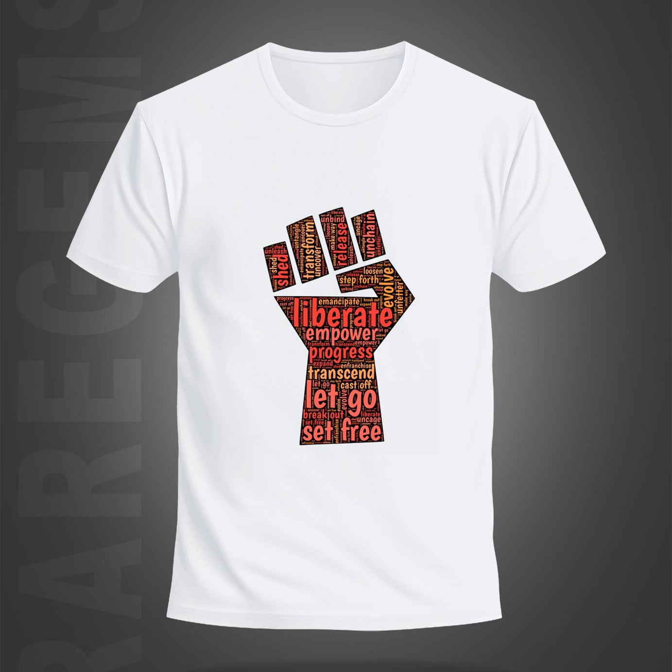 White Round Neck Half Sleeve Power Of Liberation Printed Regular T-Shirt