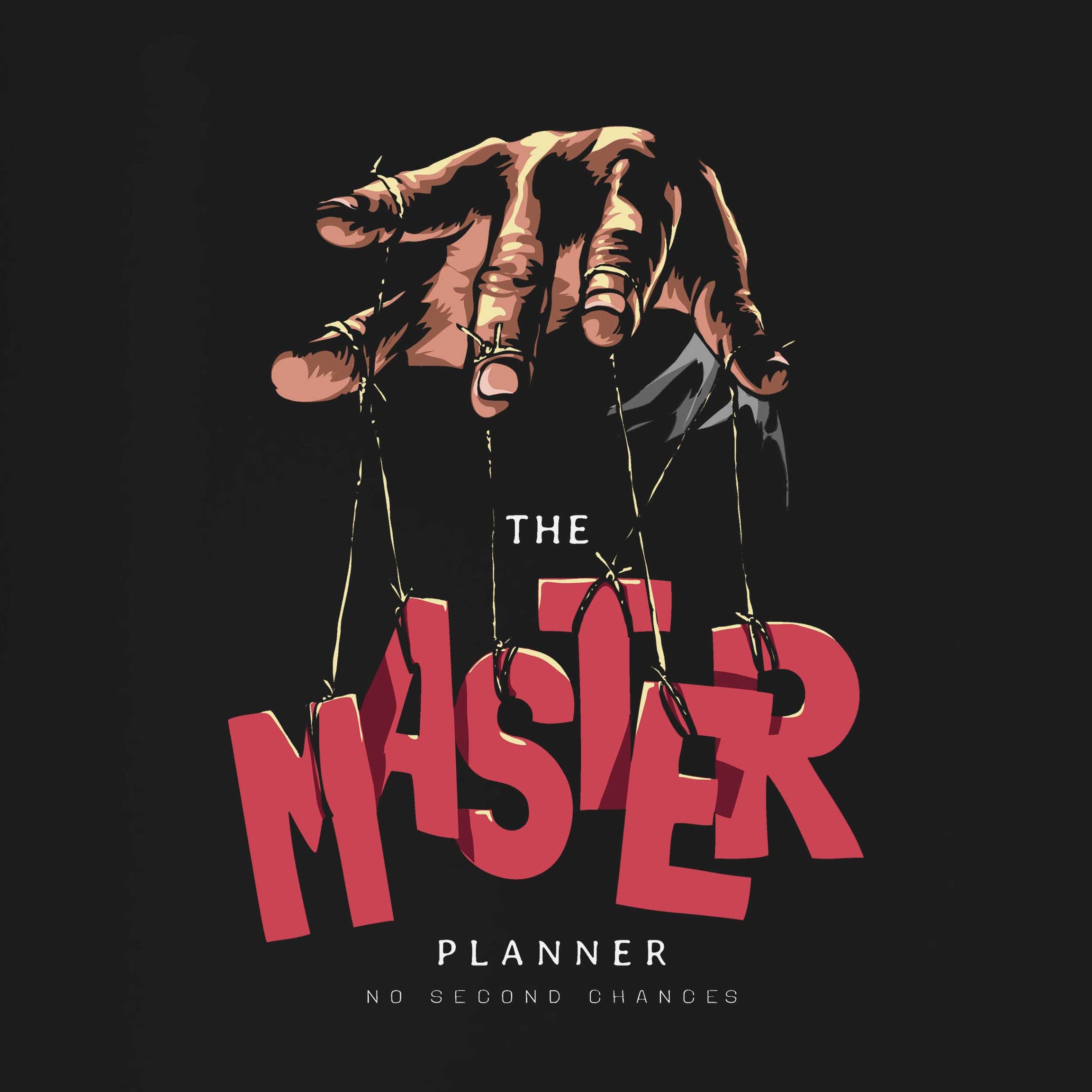 Black Half Sleeve Round Neck The Master Planner Printed Regular T-Shirt