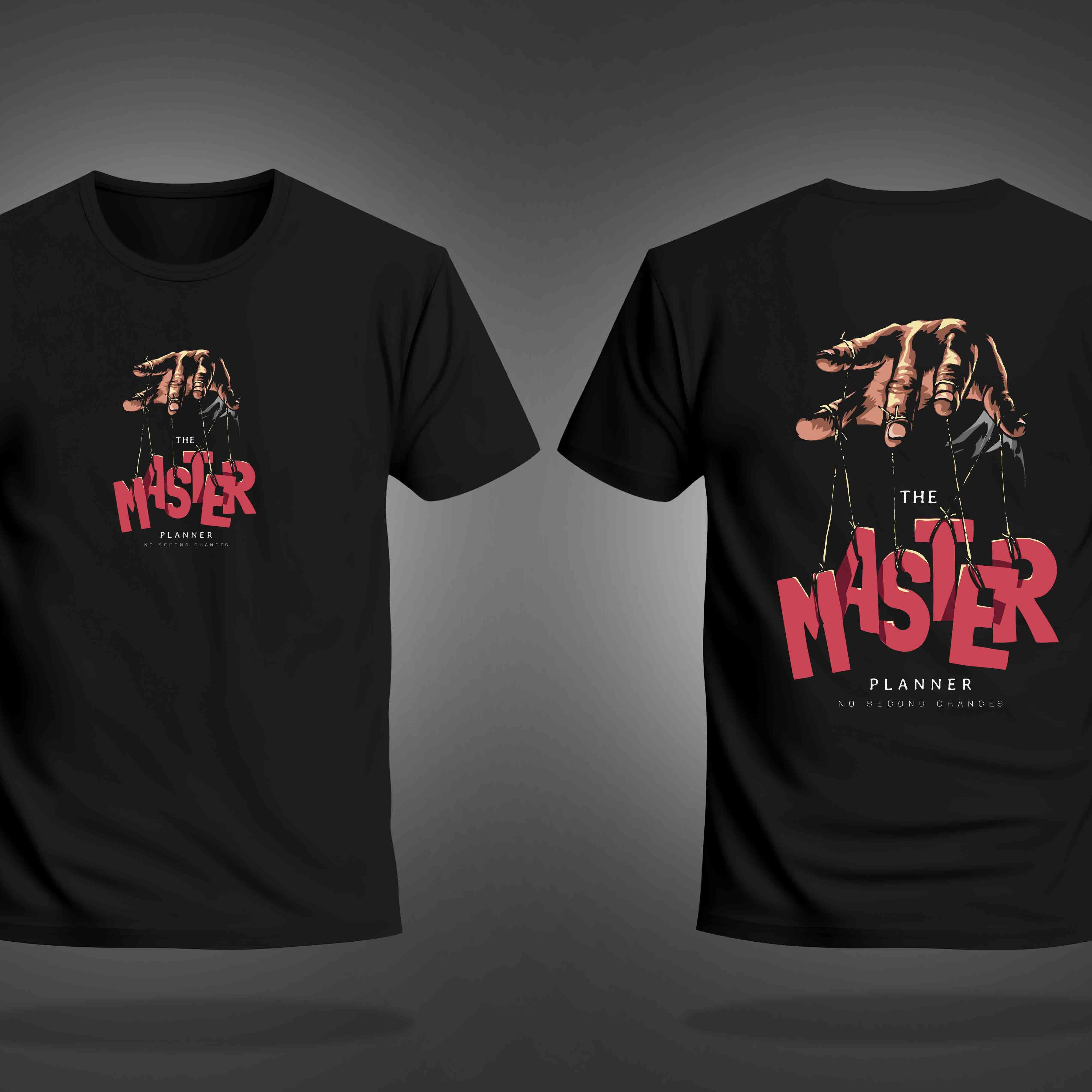 Black Half Sleeve Round Neck The Master Planner Printed Regular T-Shirt