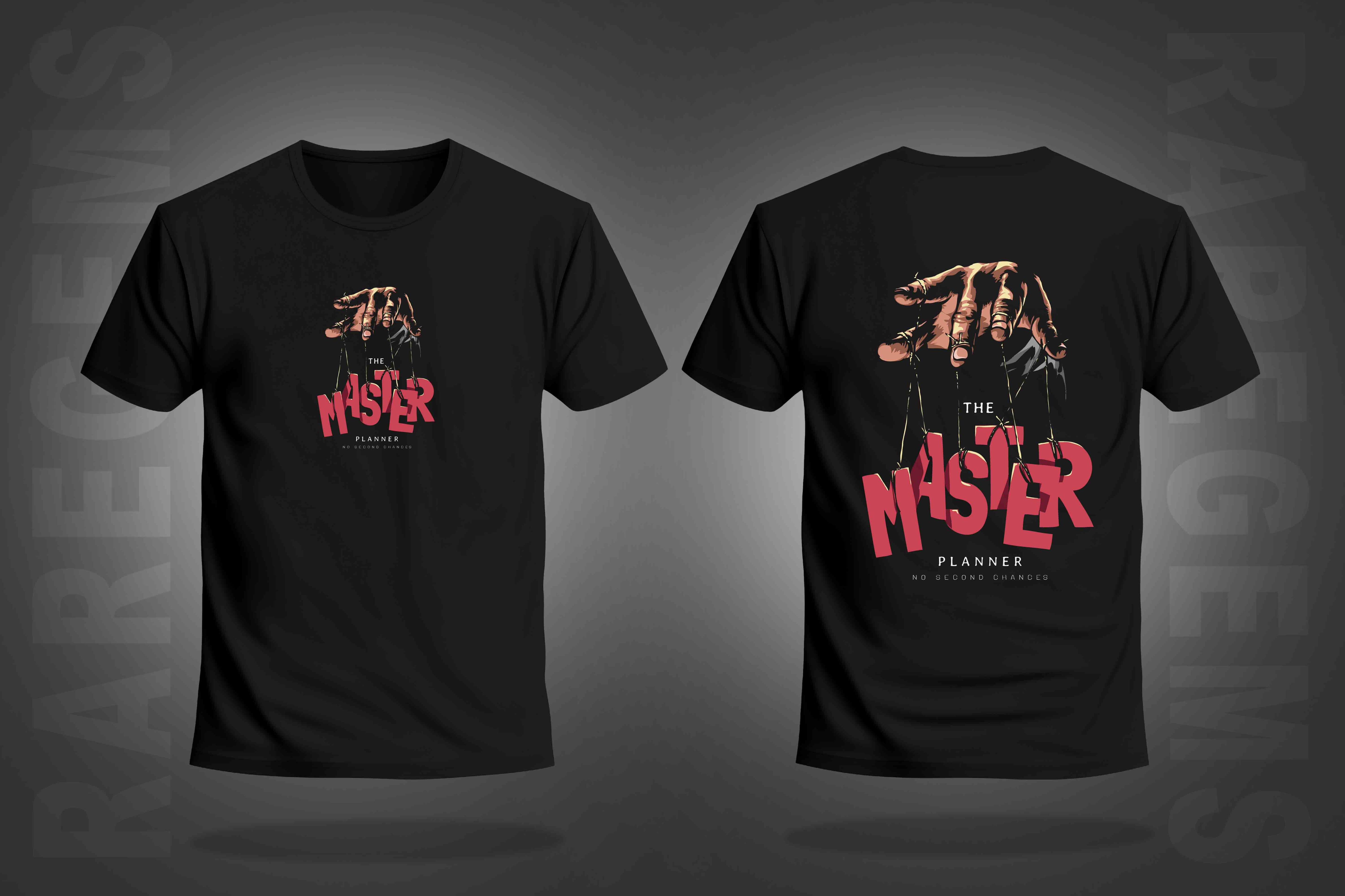 Black Half Sleeve Round Neck The Master Planner Printed Regular T-Shirt