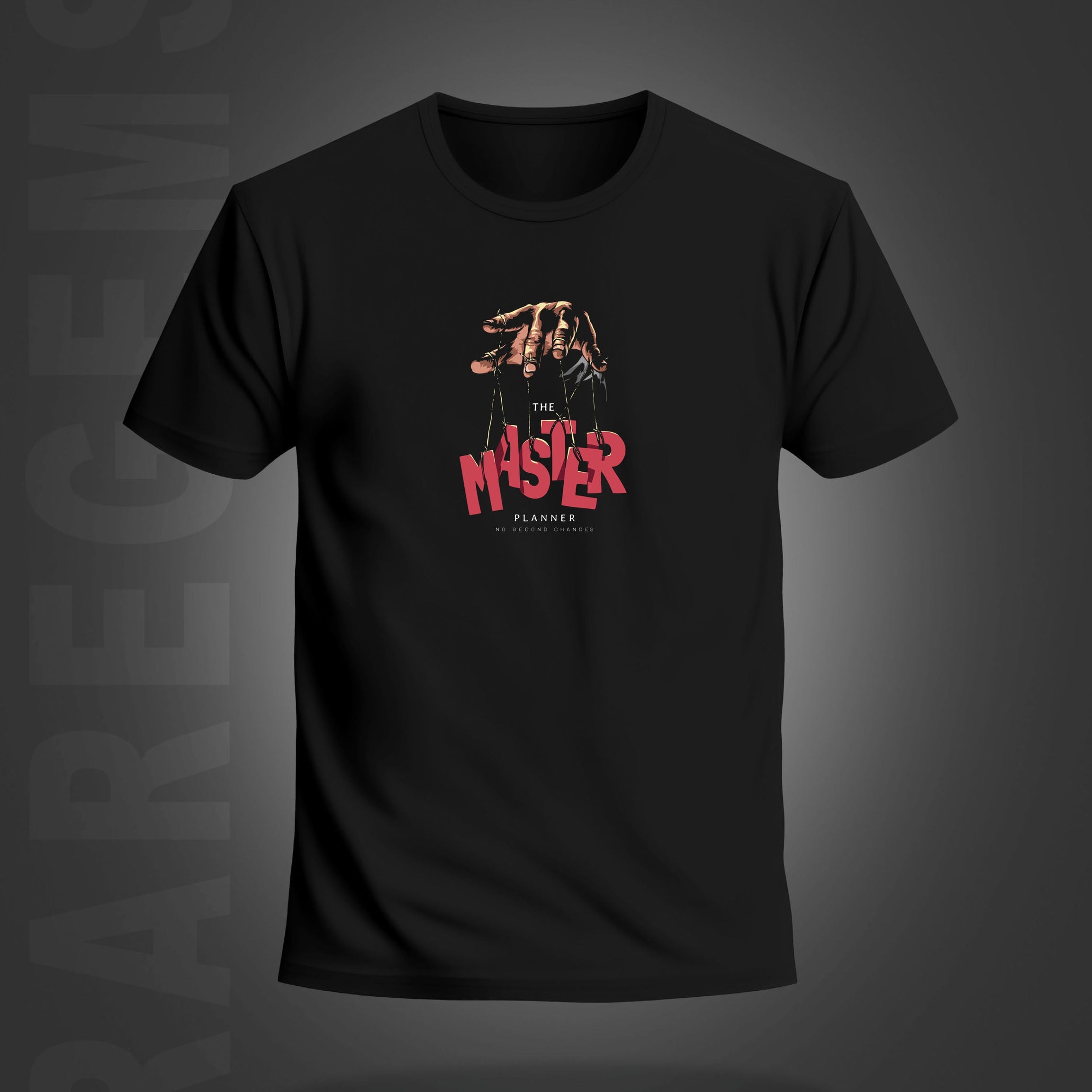 Black Half Sleeve Round Neck The Master Planner Printed Regular T-Shirt