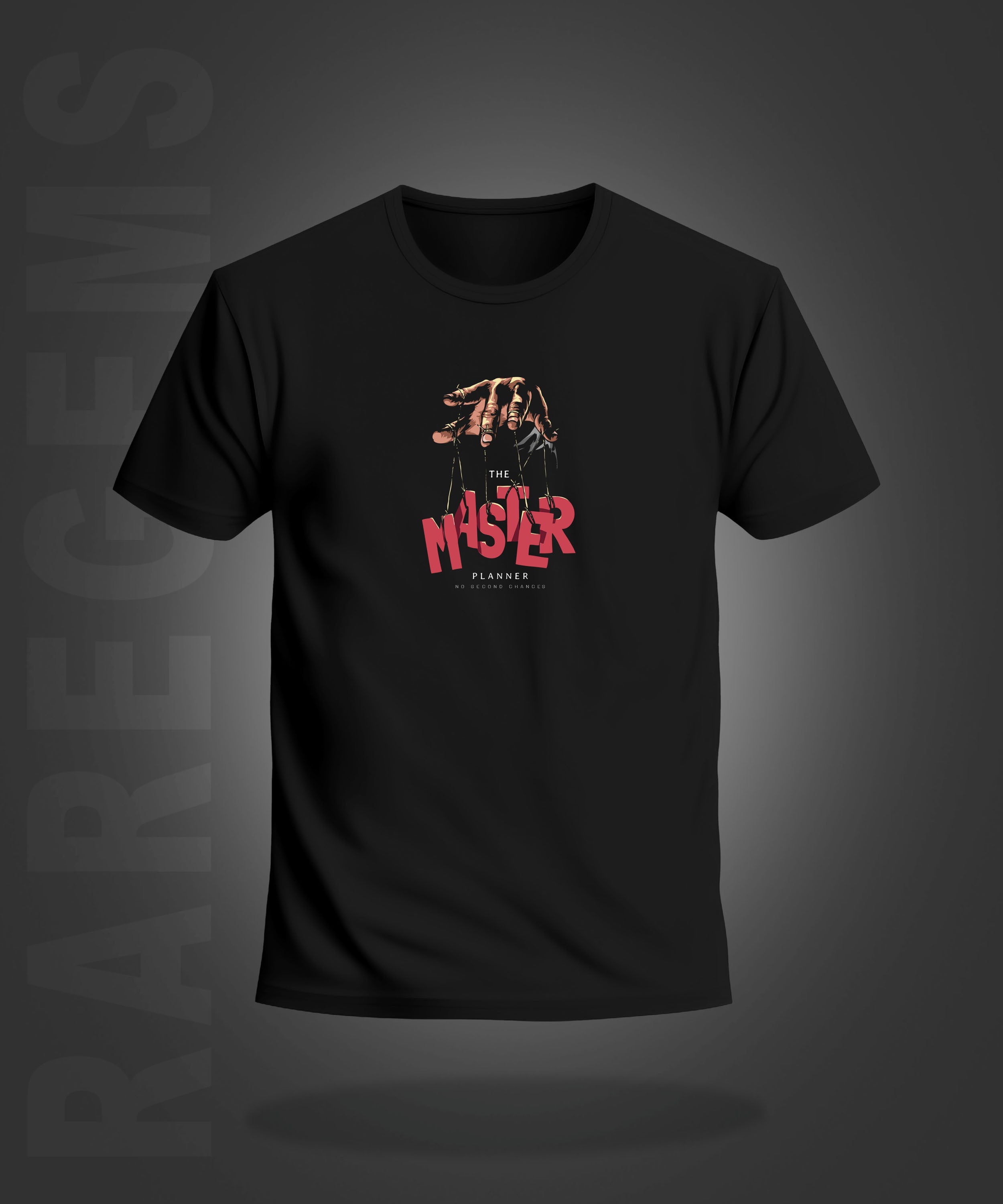 Black Half Sleeve Round Neck The Master Planner Printed Regular T-Shirt