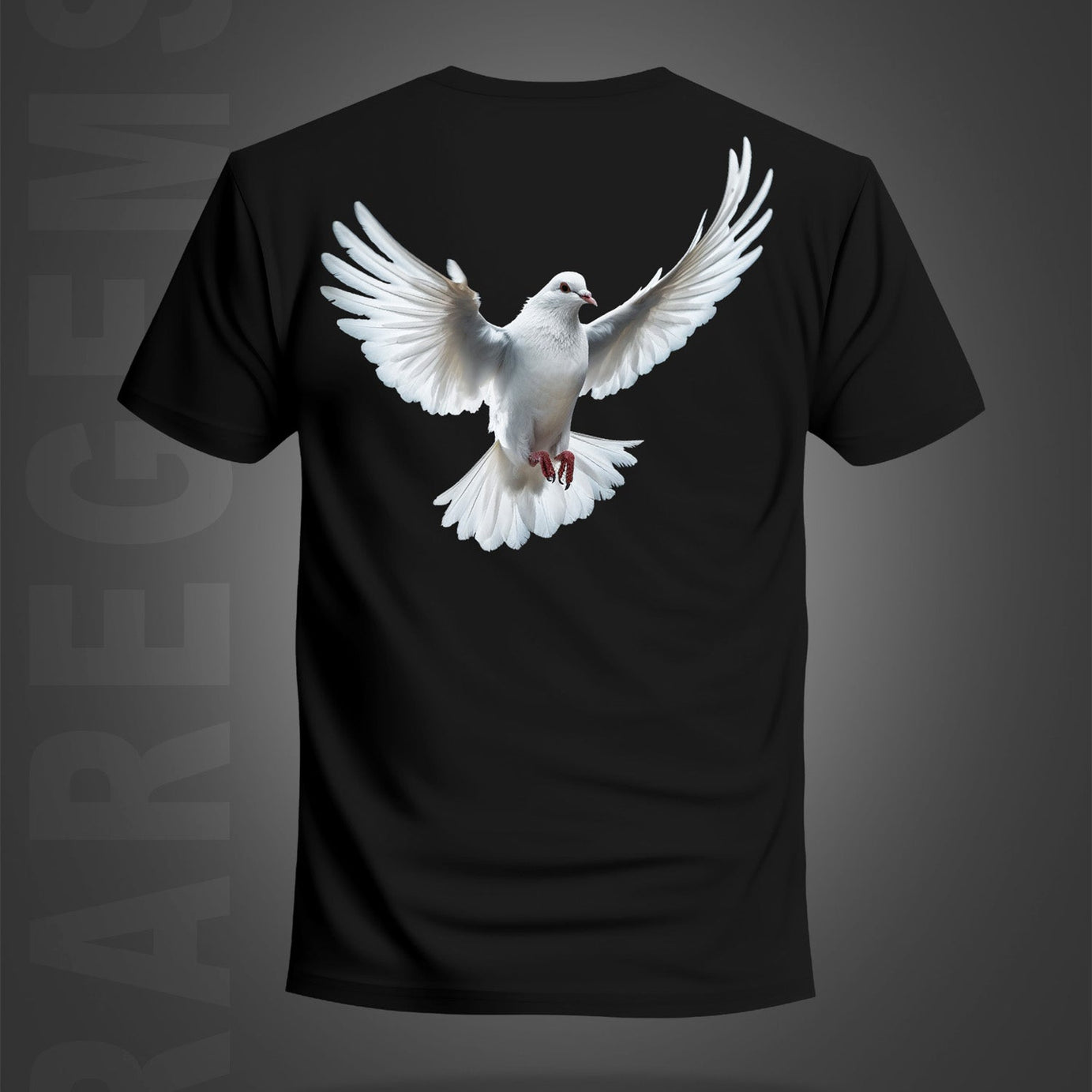 Black Half Sleeve Dove Love And Peace Printed Regular T-Shirt