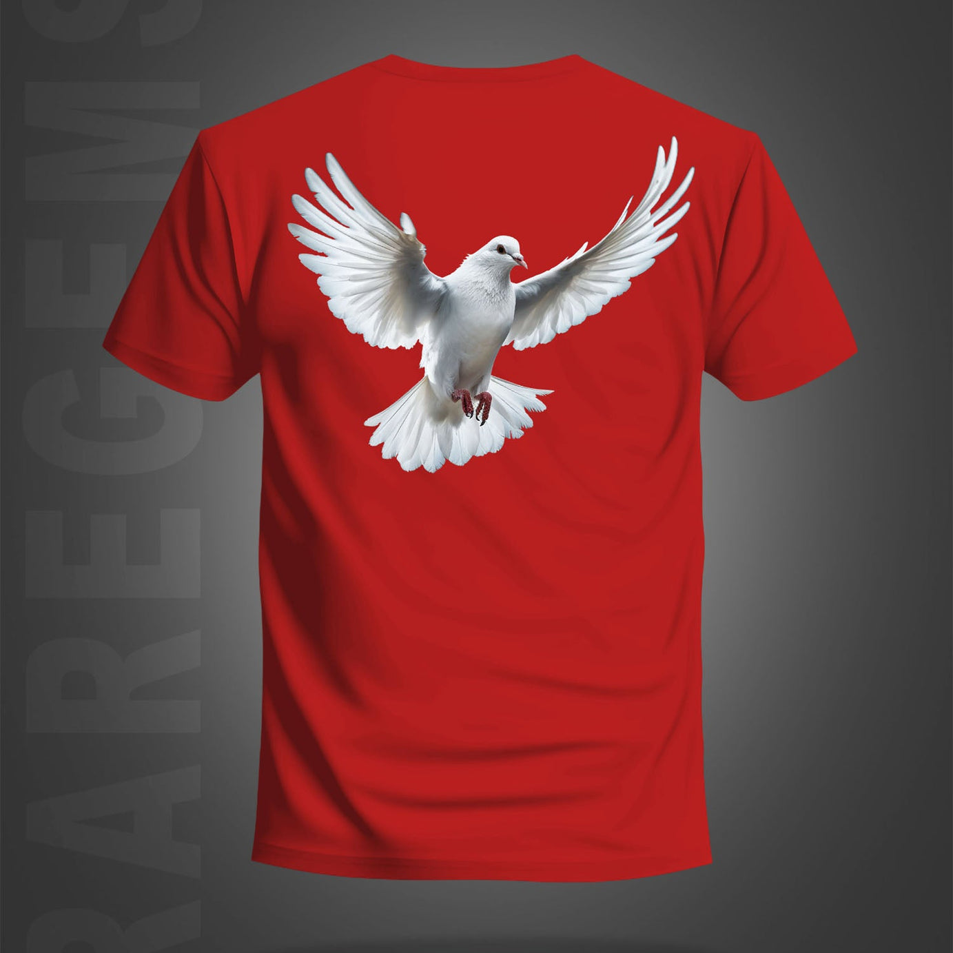 Red Half Sleeve Dove Love And Peace Printed Regular T-Shirt