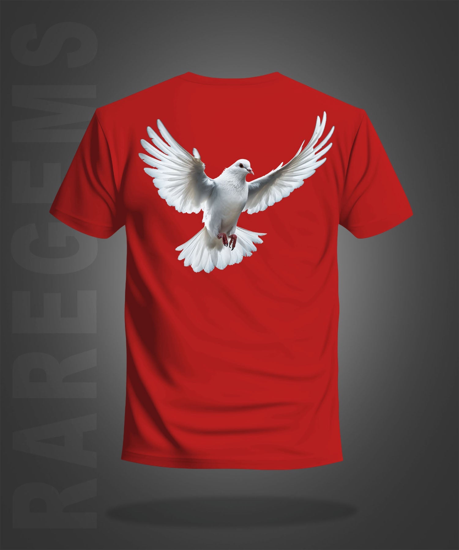 Red Half Sleeve Dove Love And Peace Printed Regular T-Shirt