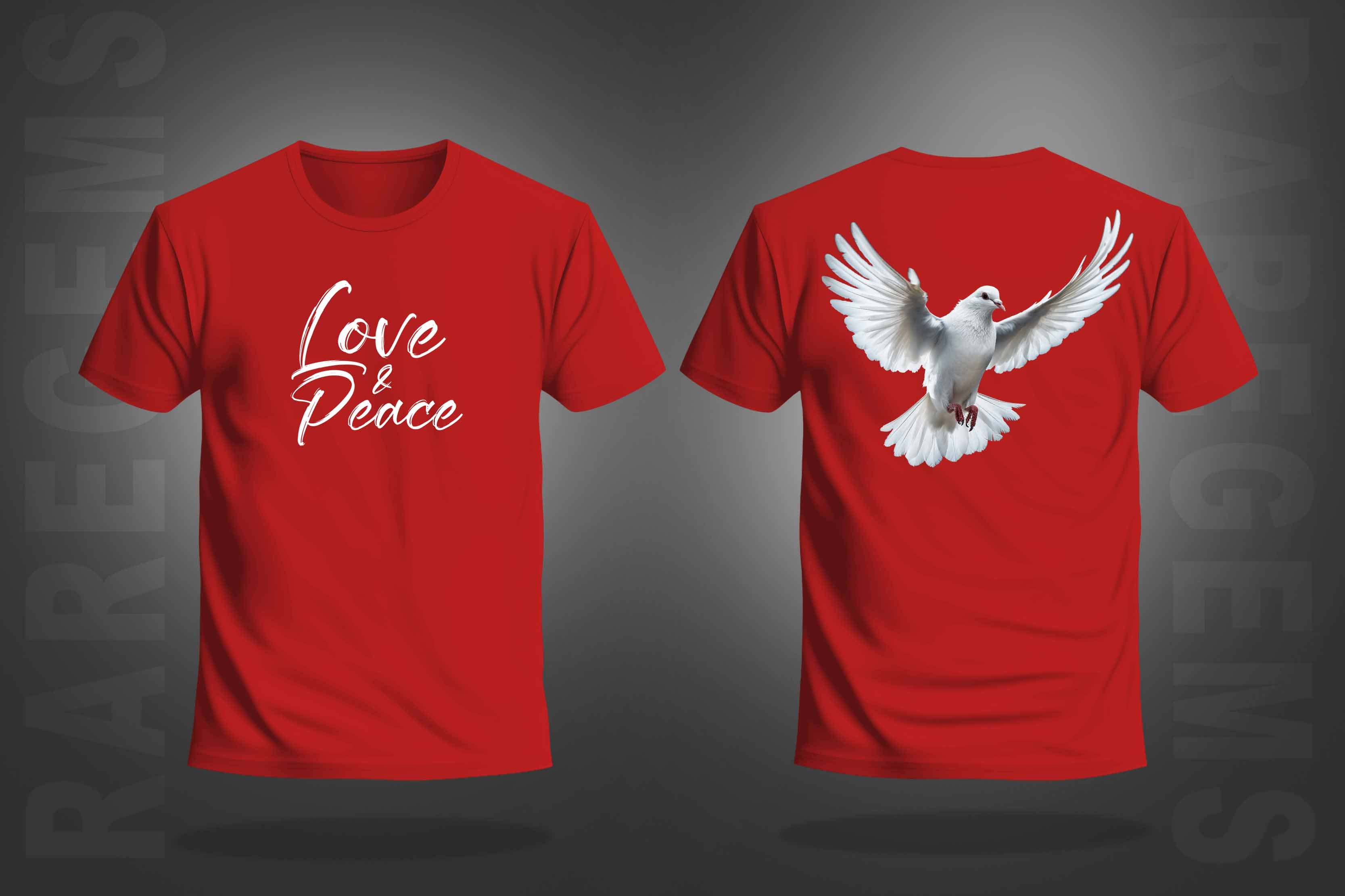 Red Half Sleeve Dove Love And Peace Printed Regular T-Shirt